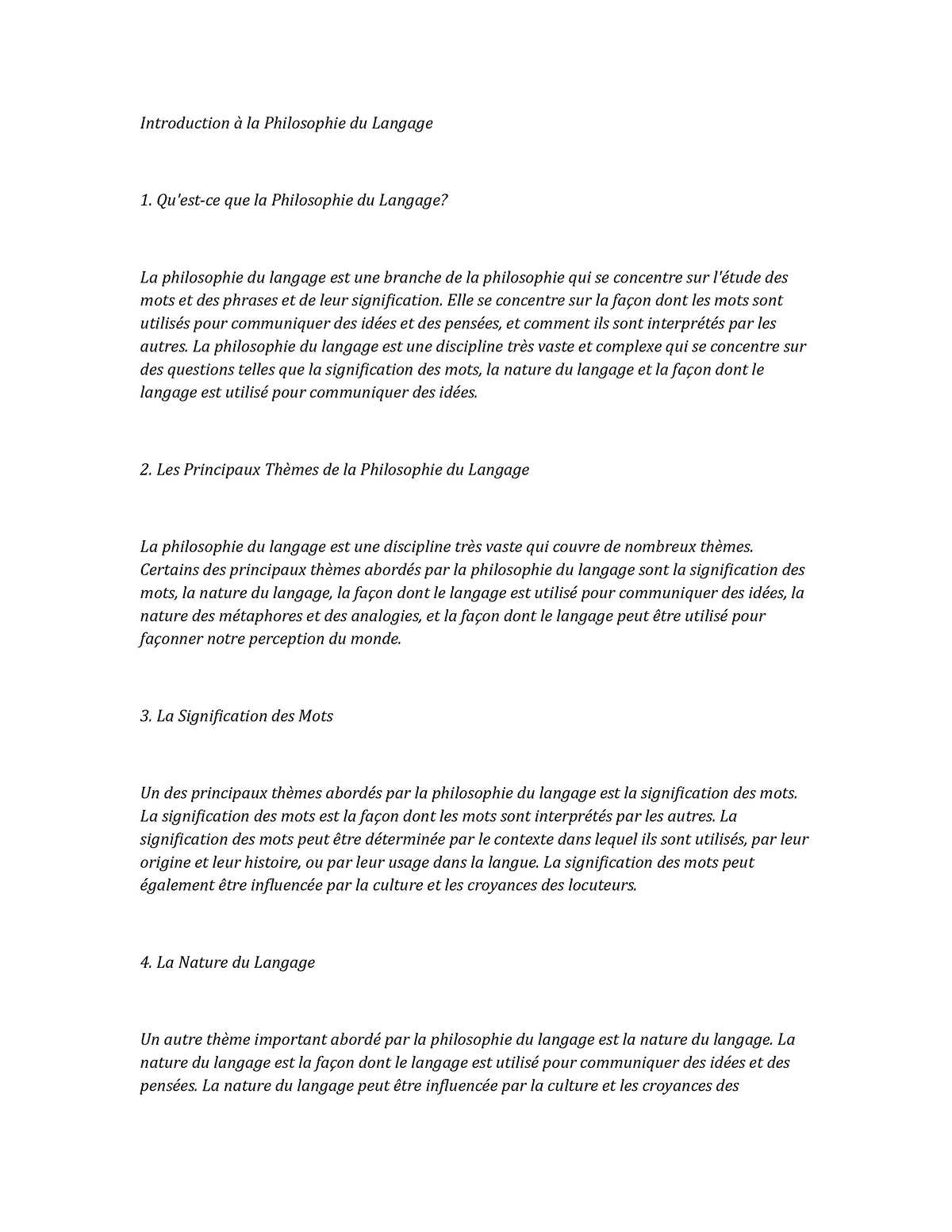 dissertation de philosophie sur la langage