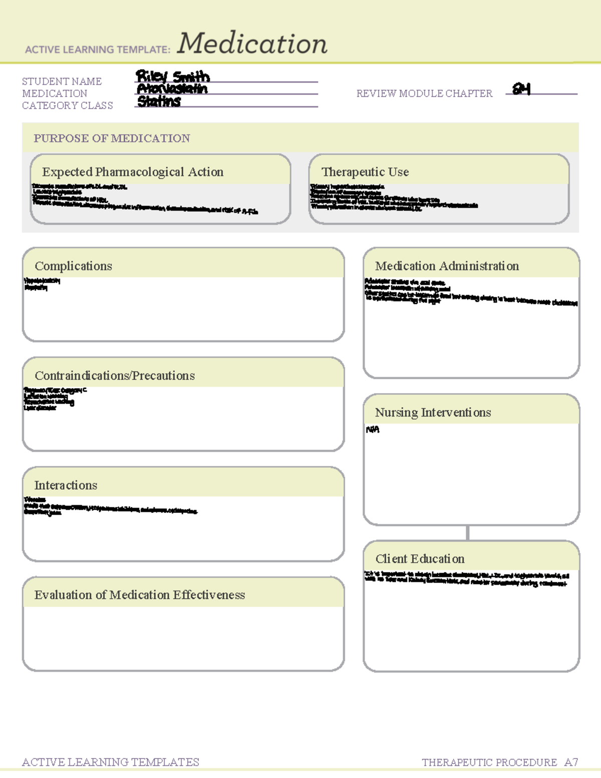 ATI Remediation Template Effectiveness Of Treatment - STUDENT NAME ...