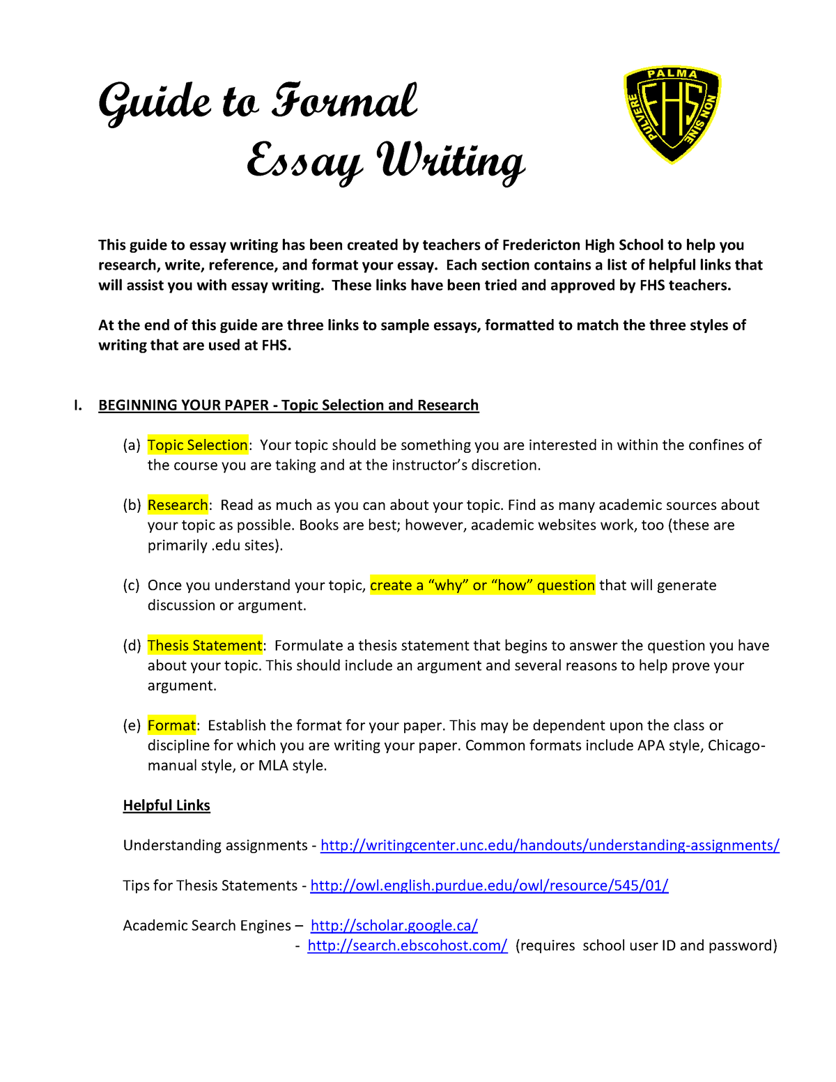 Formal Essay Sample Guide Guide To Formal Essay Writing This Guide To 