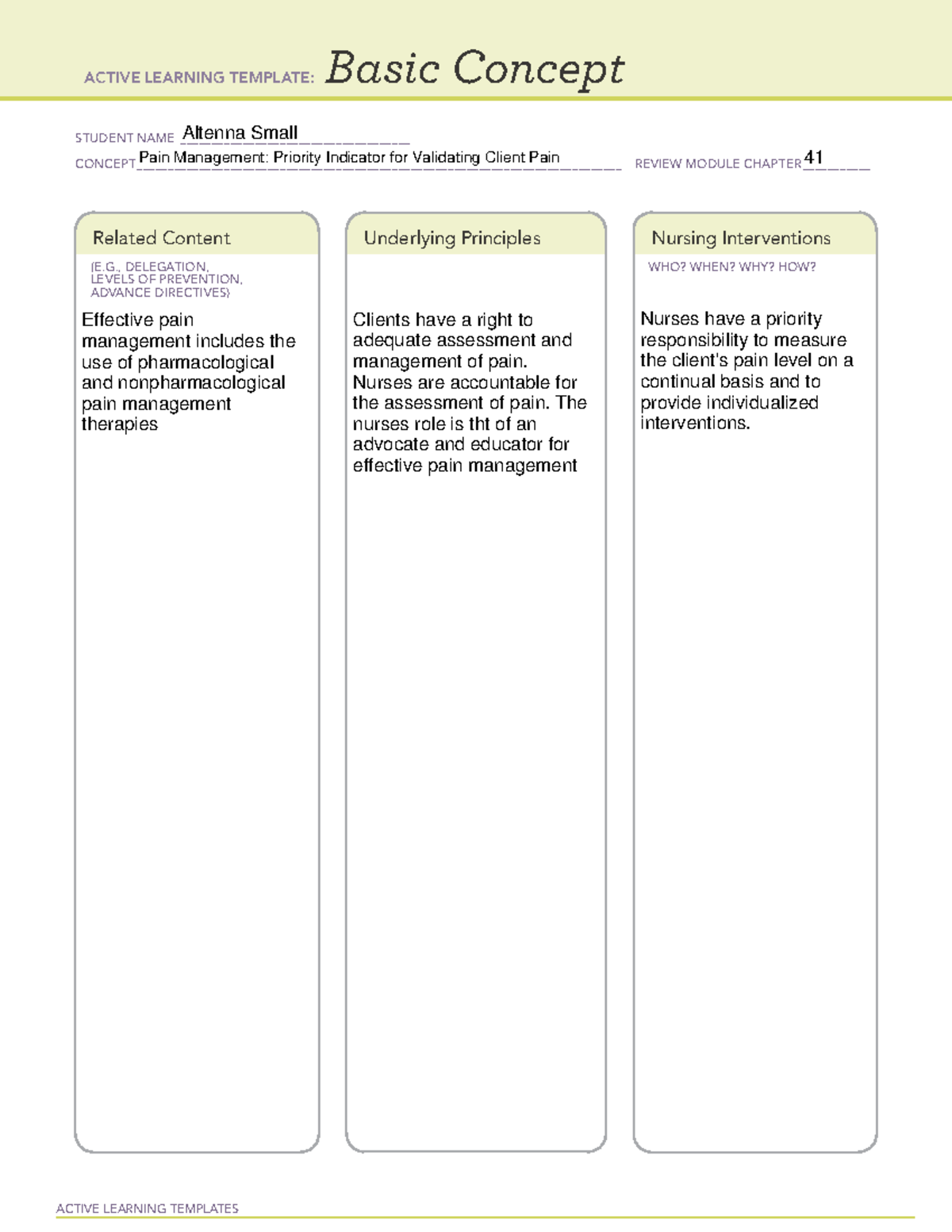 Pain Management Priority Indicator For Validating Client Pain Basic 