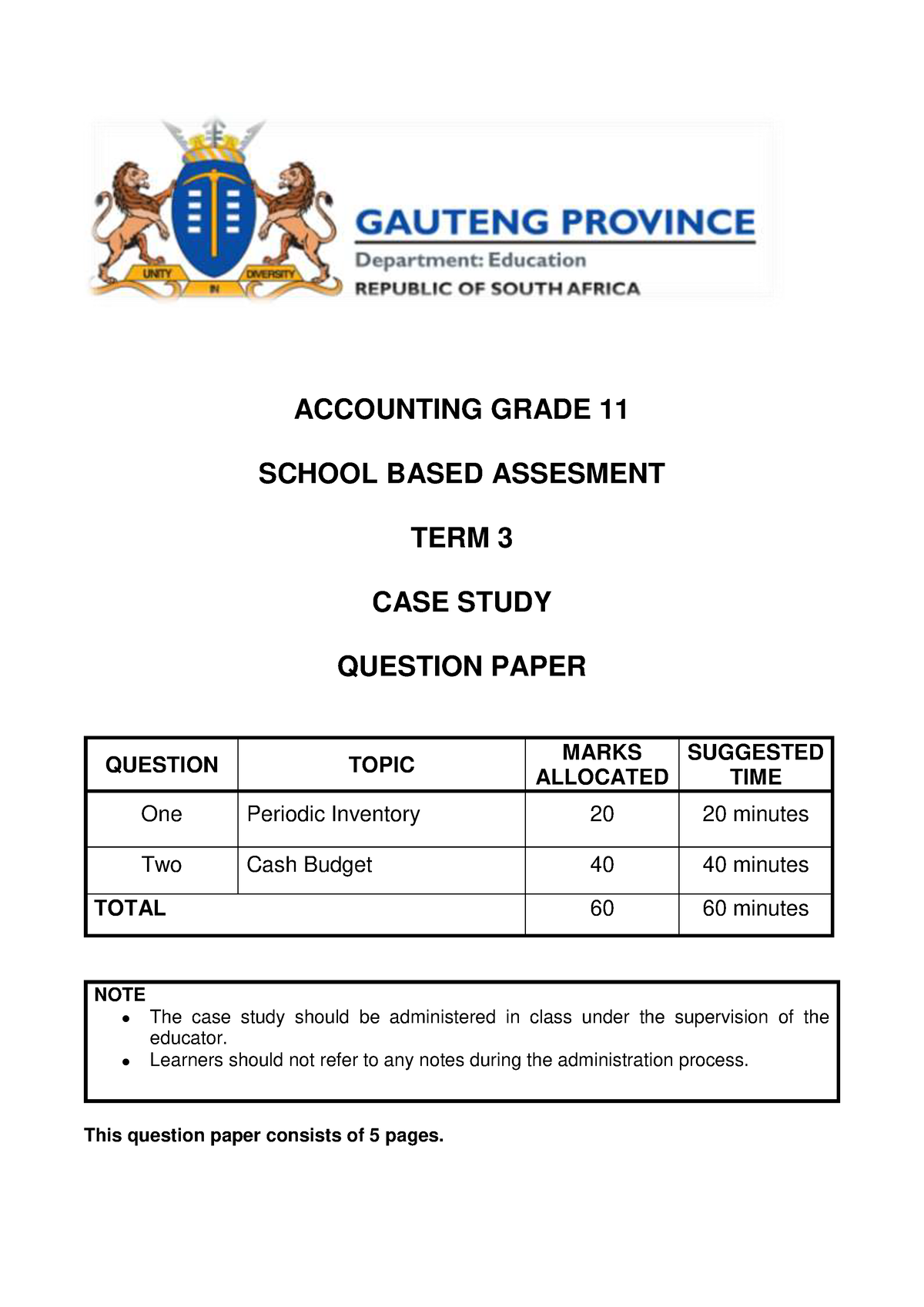 accounting case study term 3 memorandum grade 12