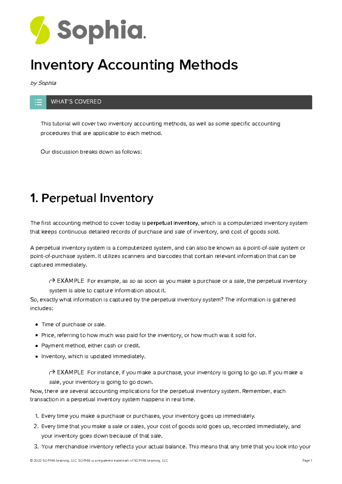 Inventory Accounting Methods 2 - Our Discussion Breaks Down As Follows ...