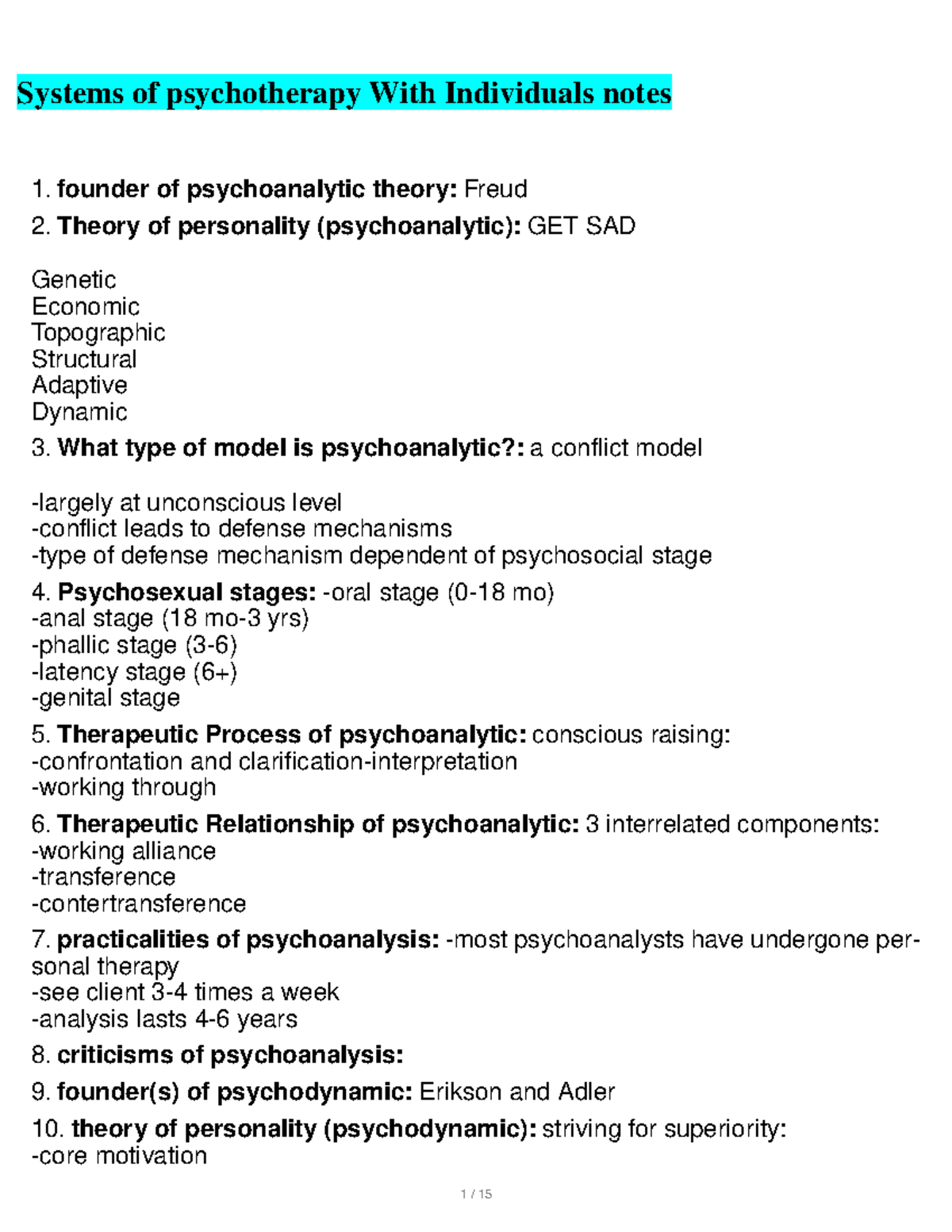 Systems of psychotherapy With Individuals - What type of model is ...