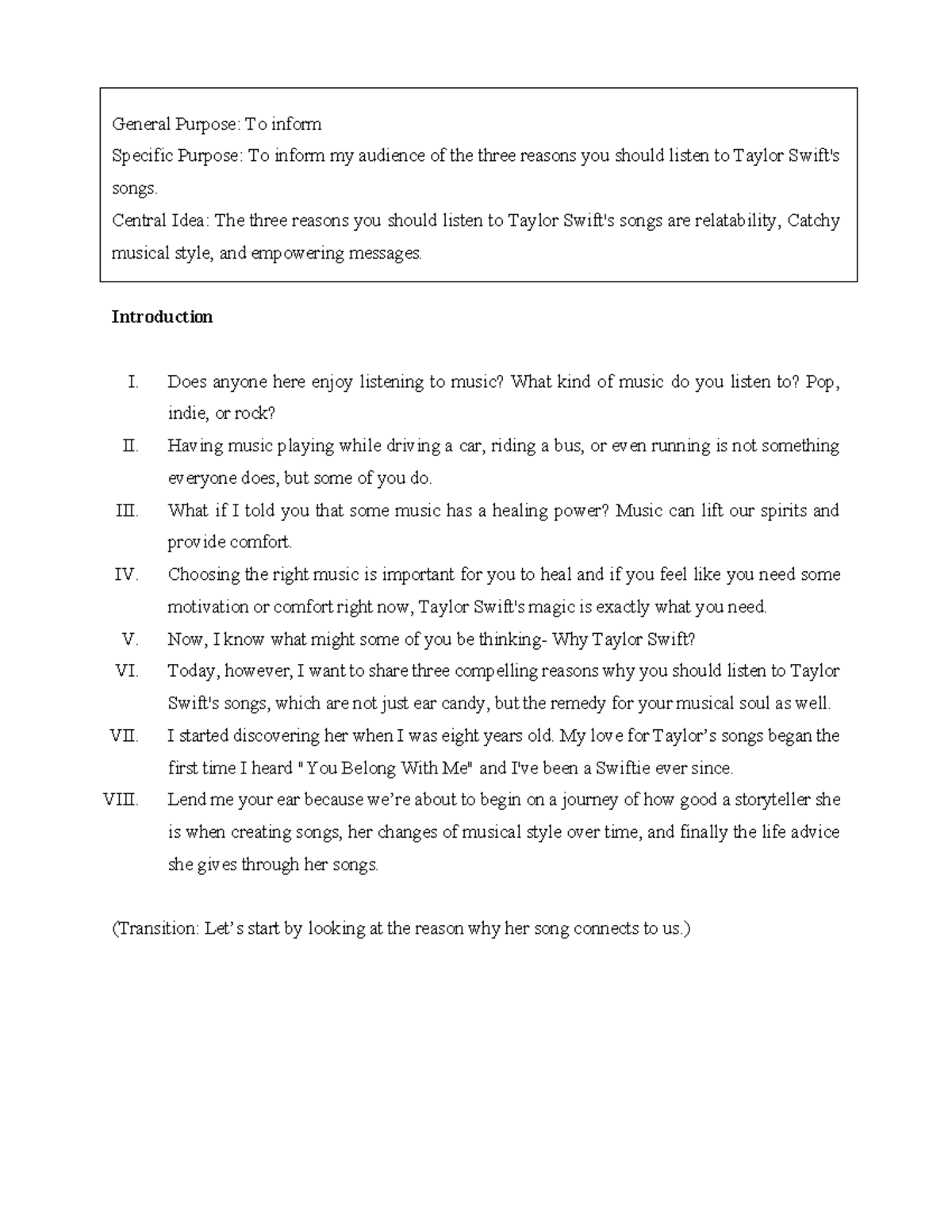 Informative Speech Outline General Purpose To Inform Specific