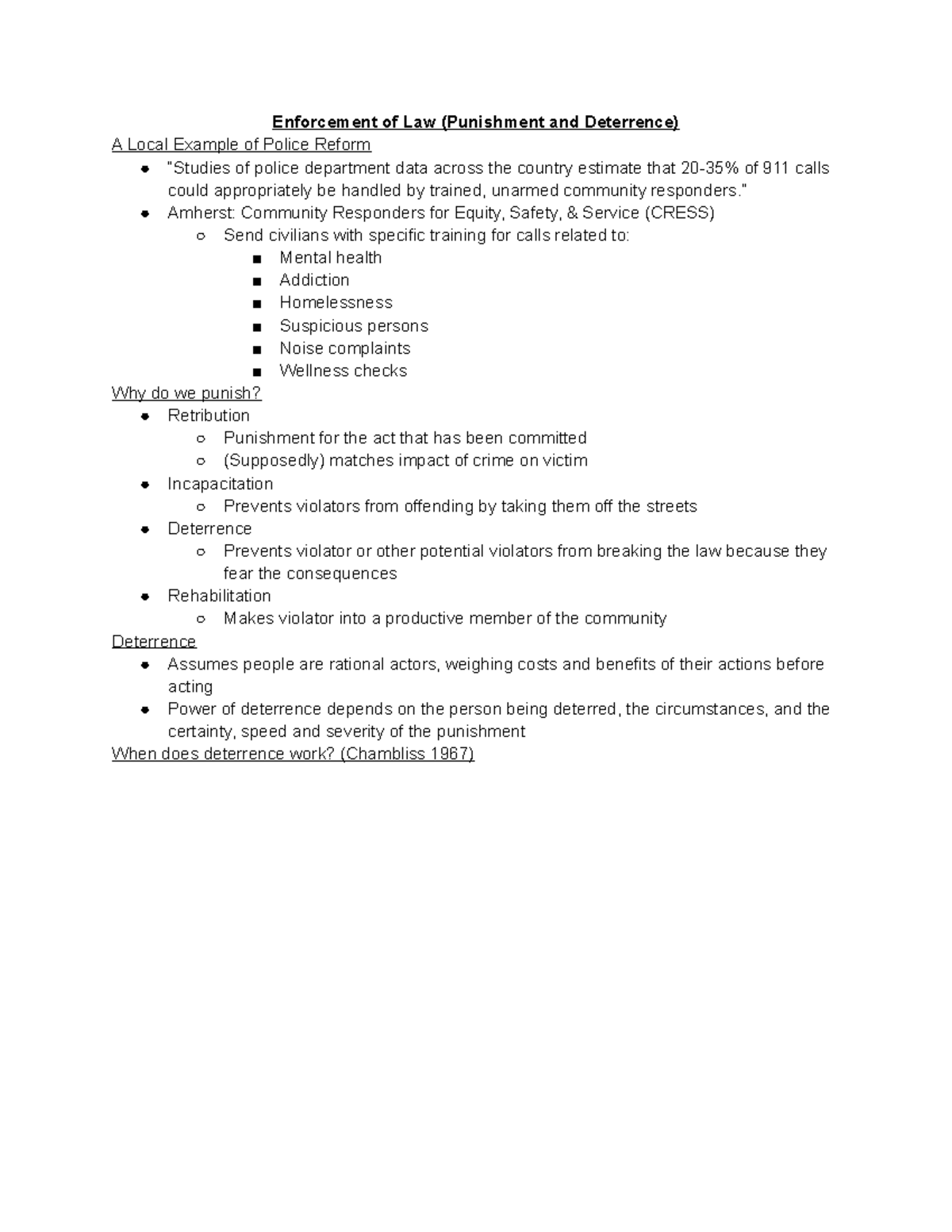 11 15 Intro to Legal Studies Notes - Enforcement of Law (Punishment and ...