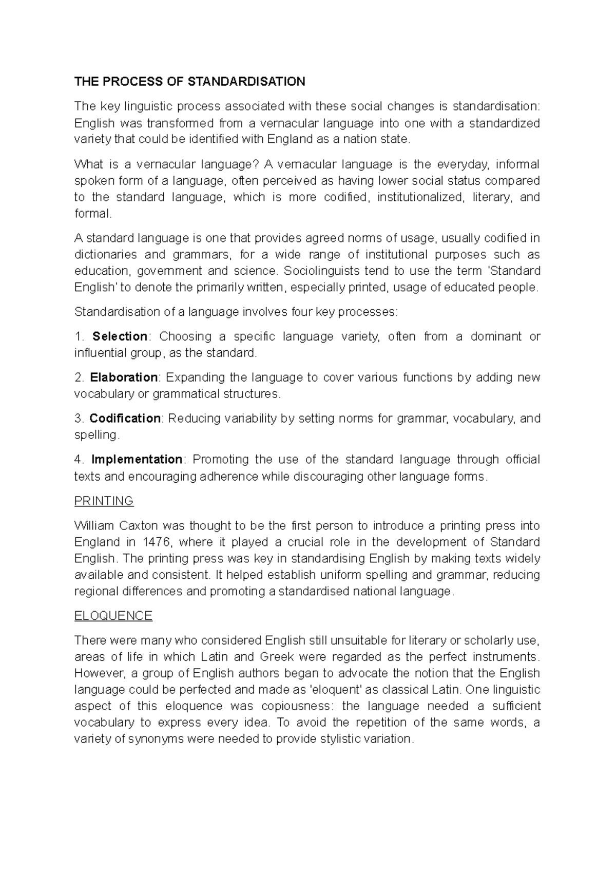 The Process of Standardisation - THE PROCESS OF STANDARDISATION The key ...