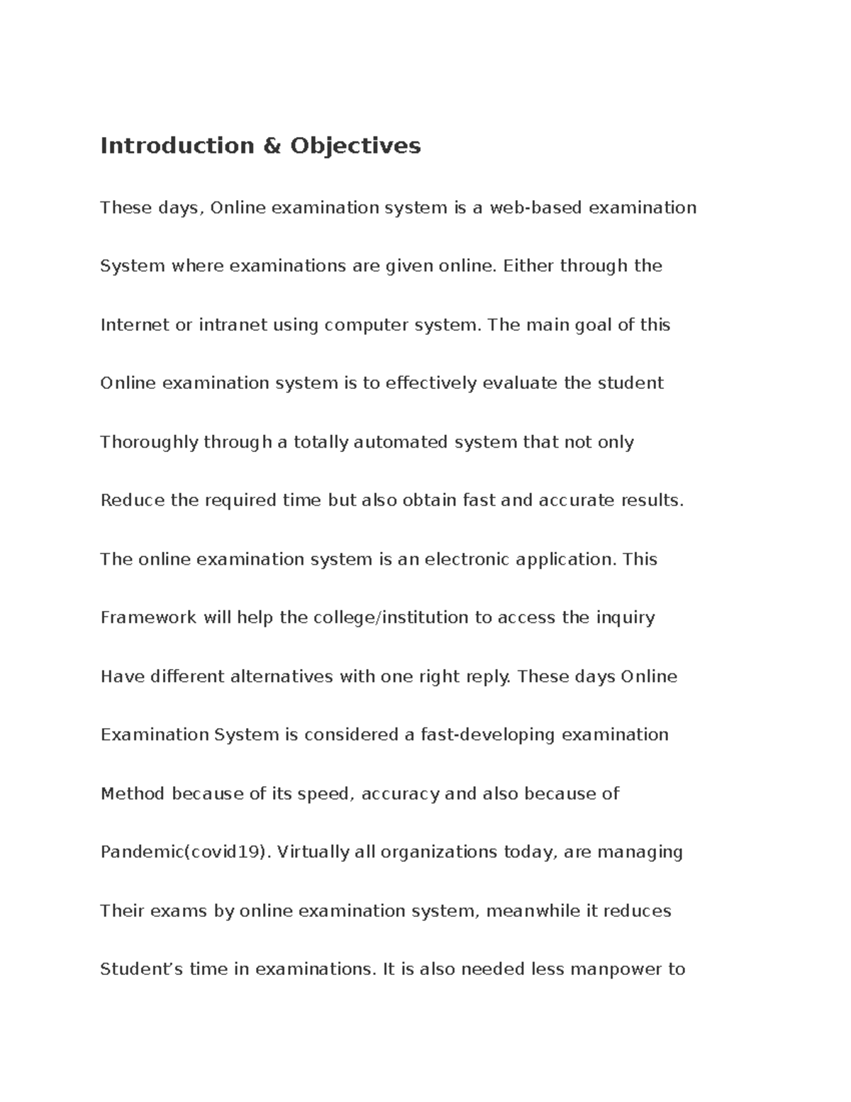 Online Exam SRS format - SRS - Introduction & Objectives These days ...
