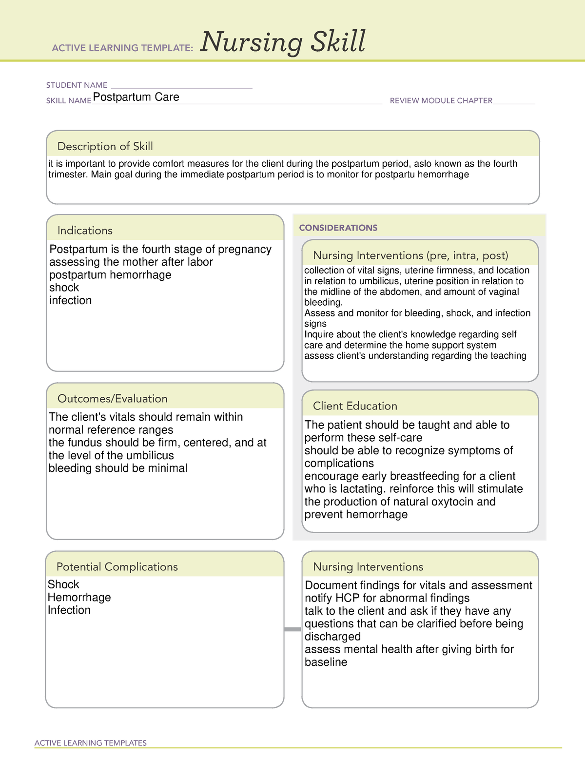 ATI thermoregulation post partum care - ACTIVE LEARNING TEMPLATES ...