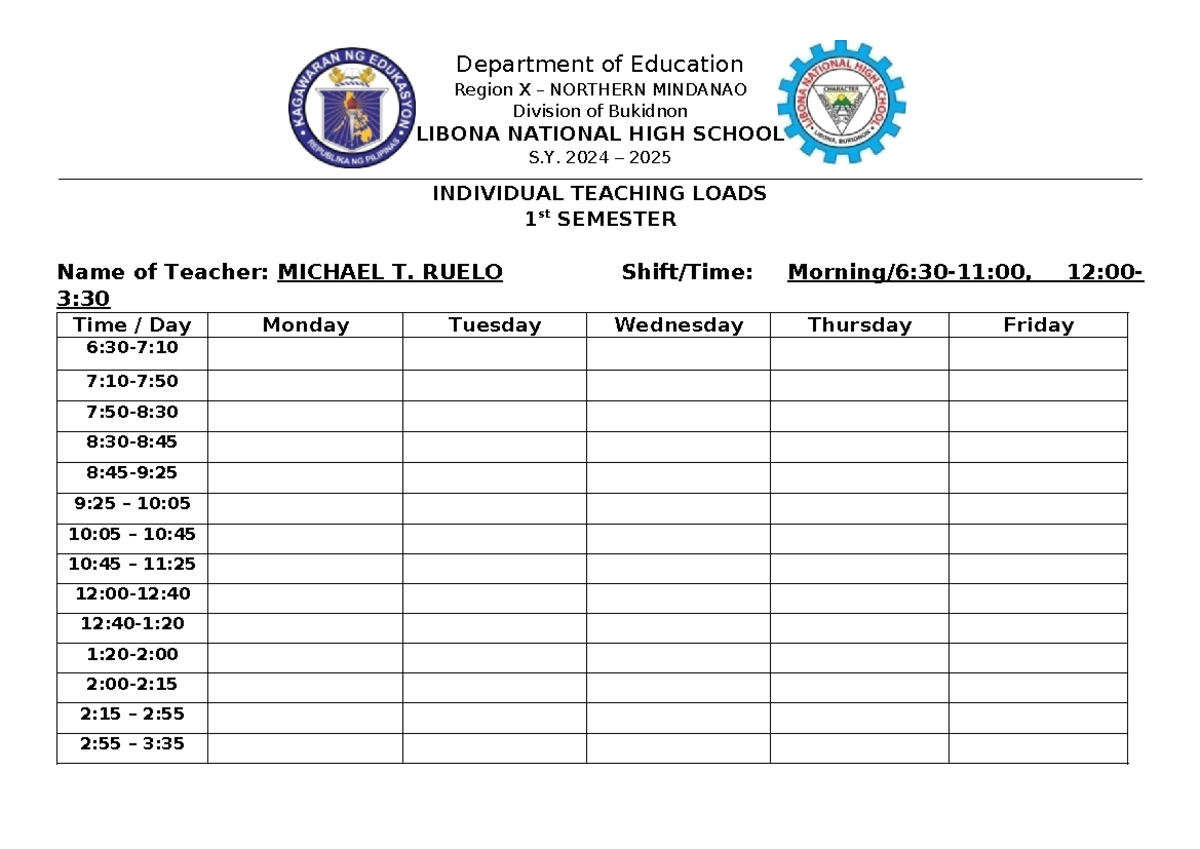 Indv-teaching-loads - aaaaaa - Department of Education Region X ...