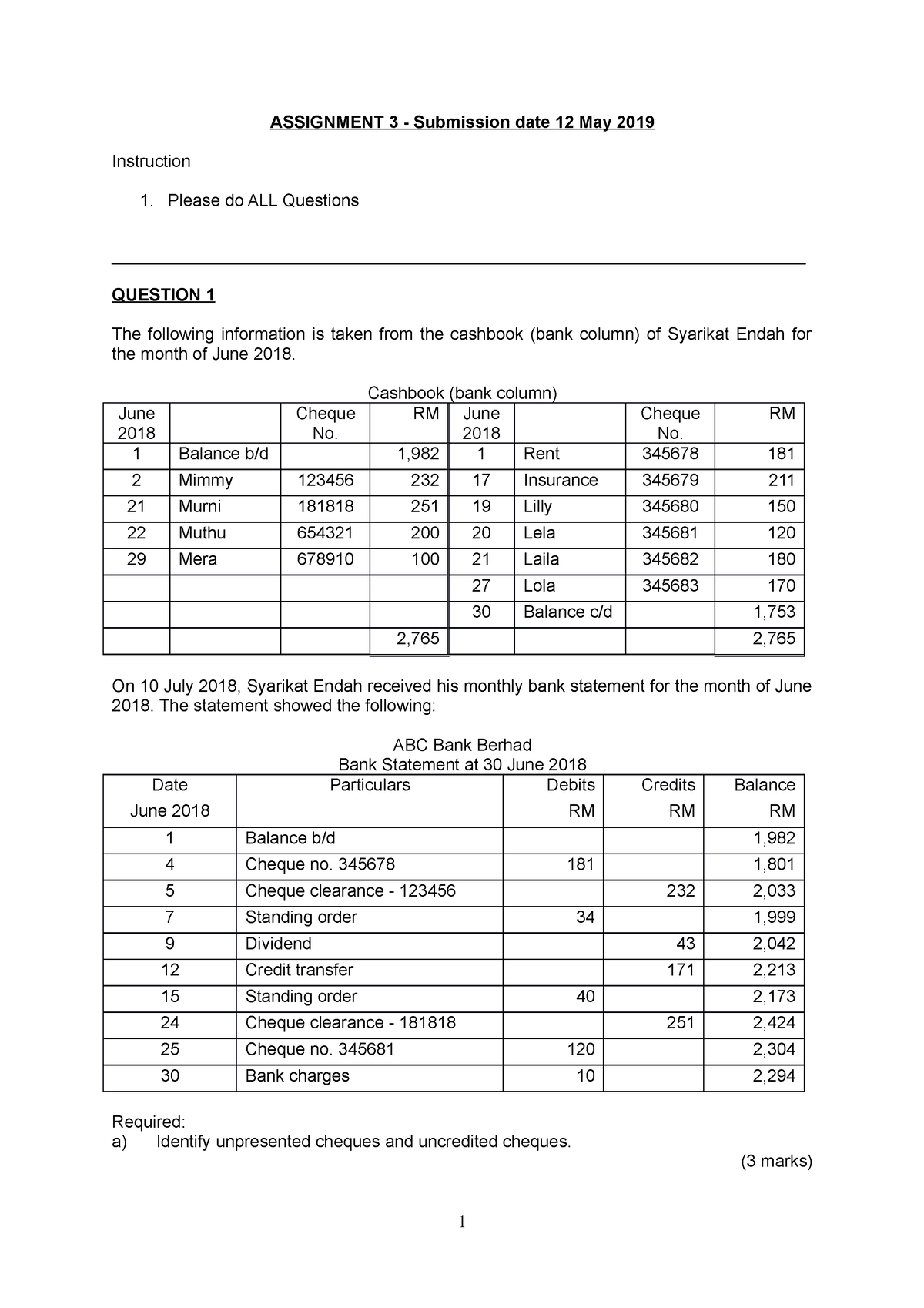 Assignment 3 Q-12 Mei 2019 - ASSIGNMENT 3 - Submission Date 12 May 2019 ...