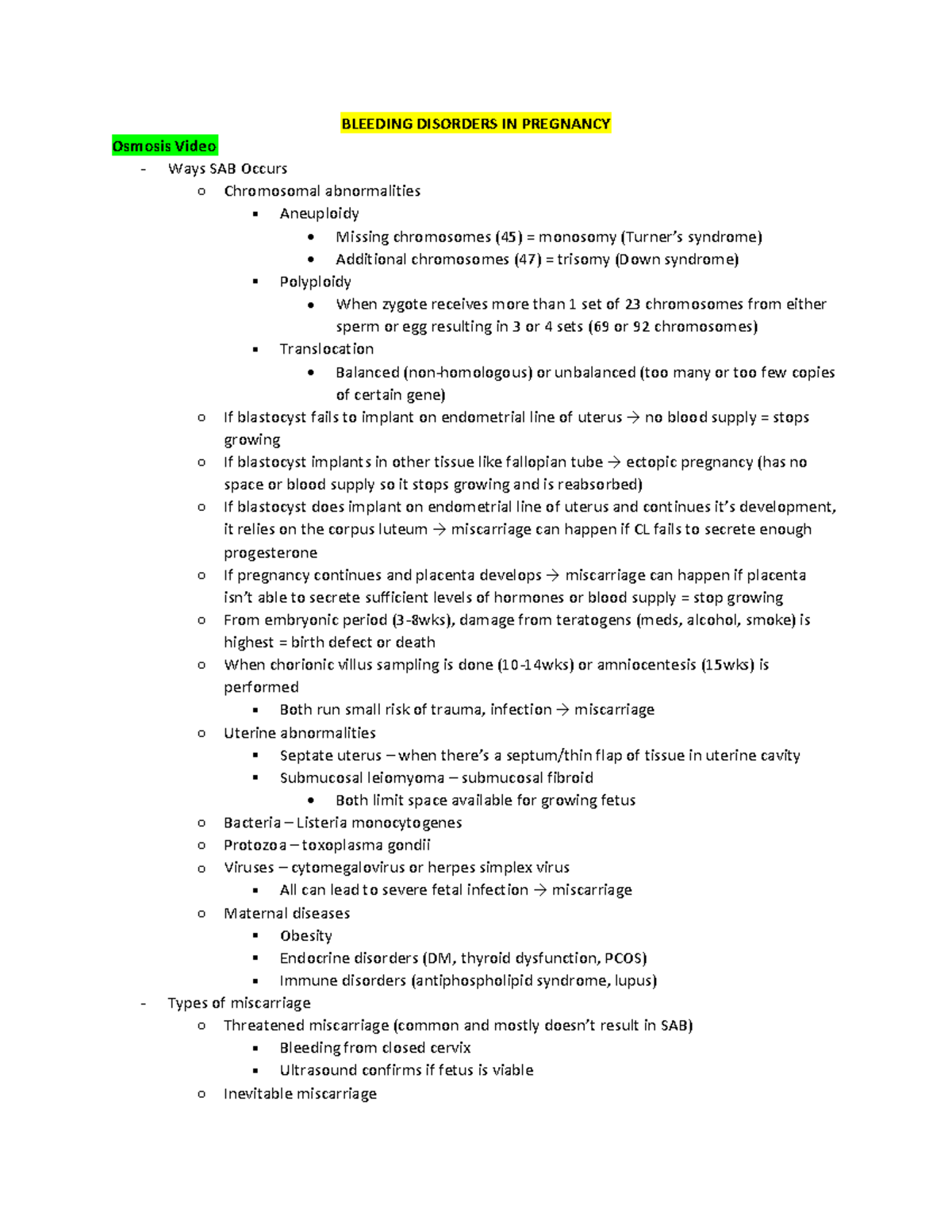 OB Bleeding 1 BLEEDING DISORDERS IN PREGNANCY Osmosis Video Ways