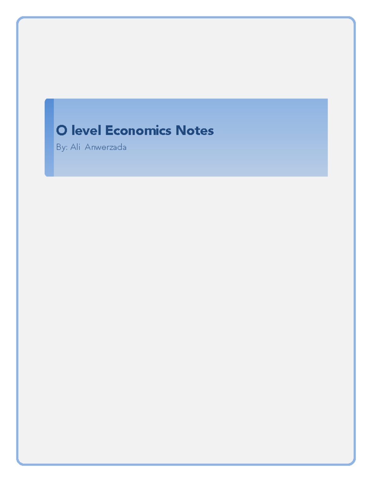 O level Notes - final - Ali$Anwerzada O level Economics – Part 1 By ...