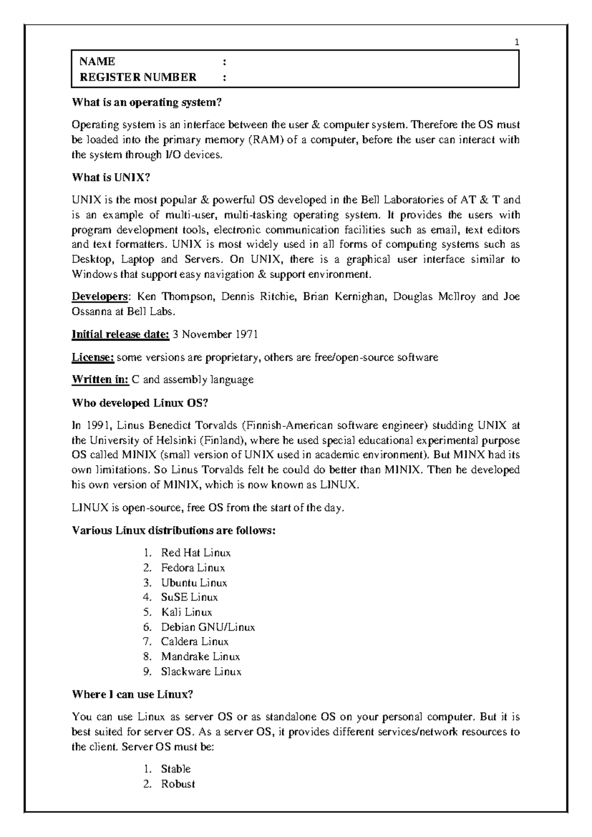 Linux notes - What is an operating system? Operating system is an ...