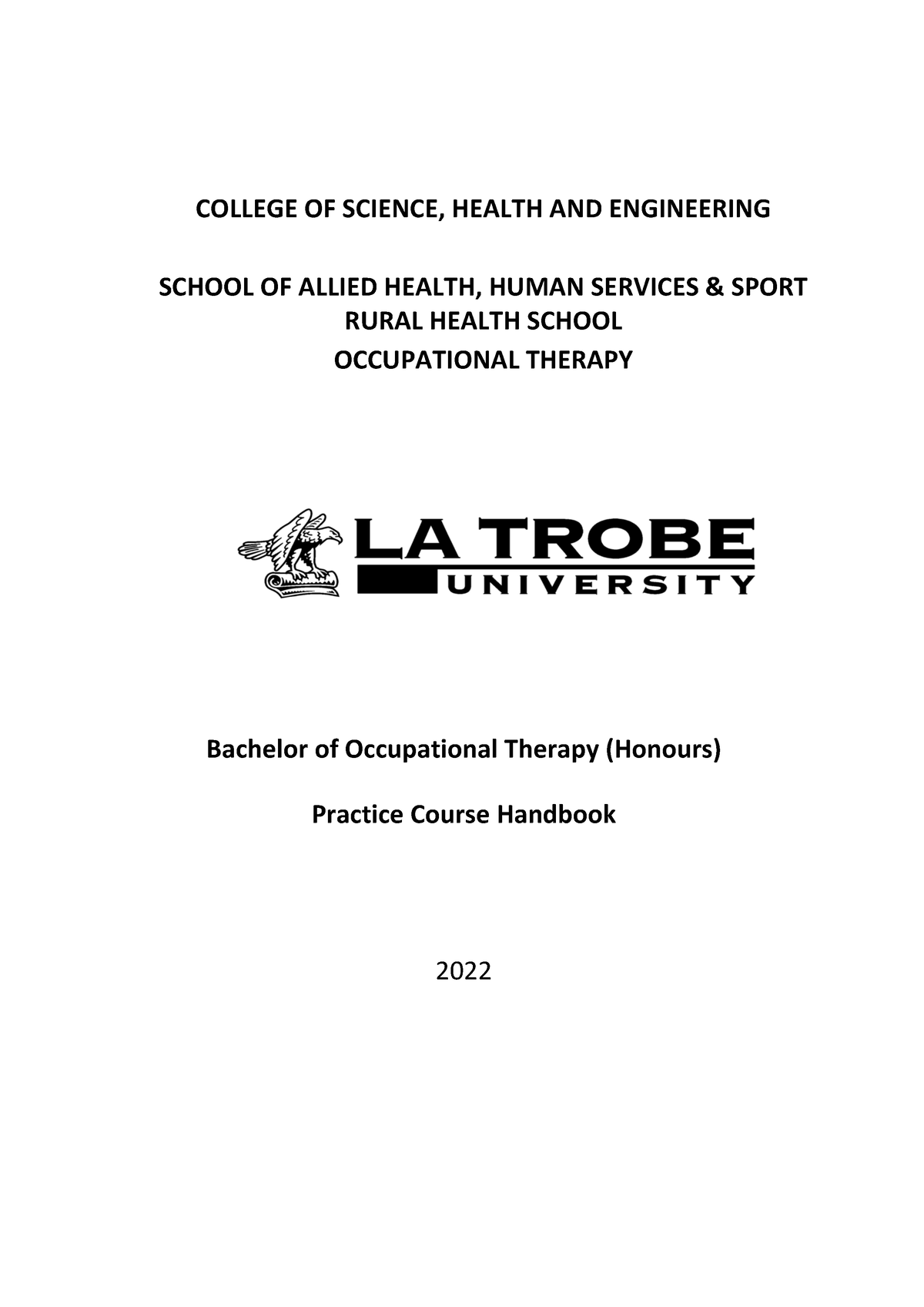 Bachelor Of Occupational Therapy (Honours) Manual 2022final - COLLEGE ...