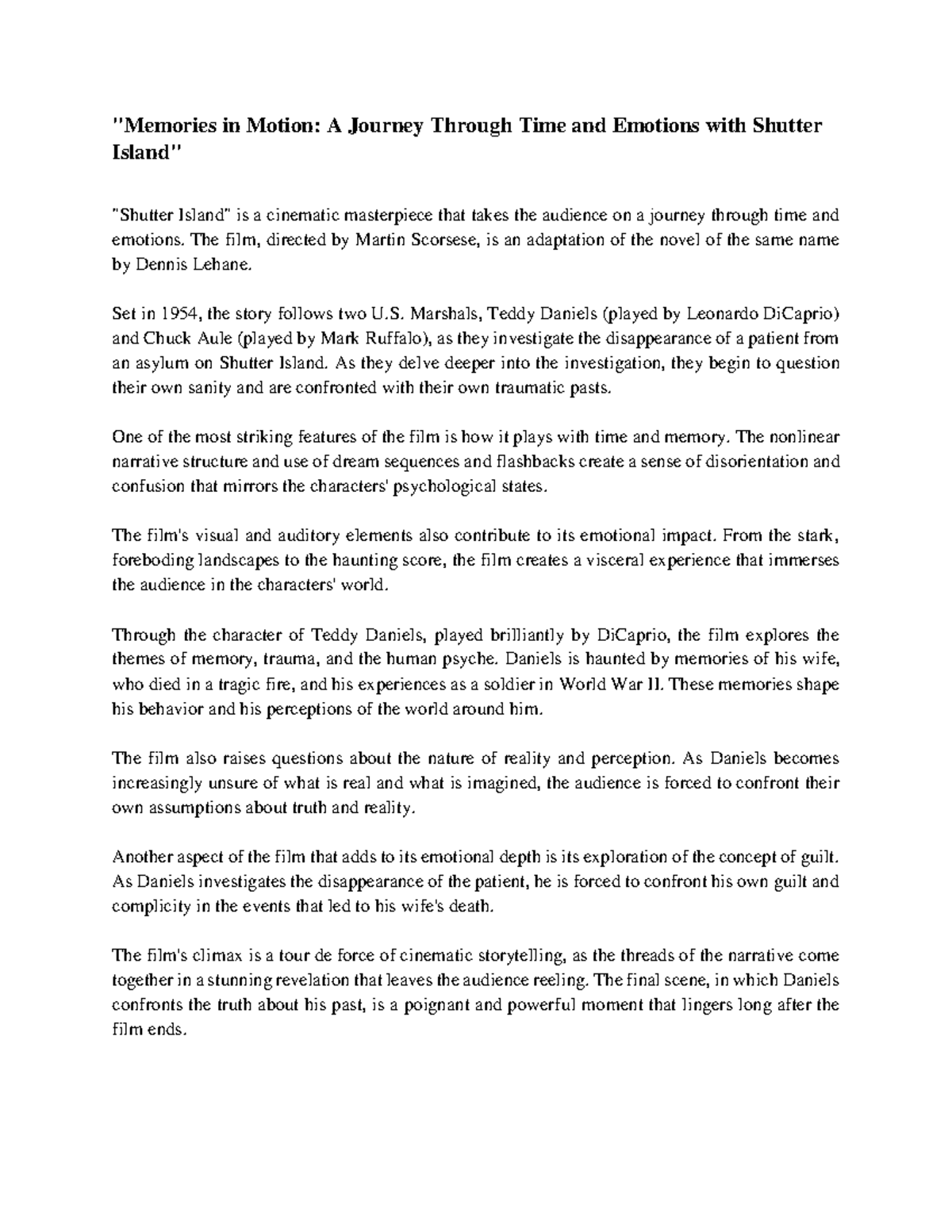 Memories in Motion A Journey Through Time and Emotions with Shutter