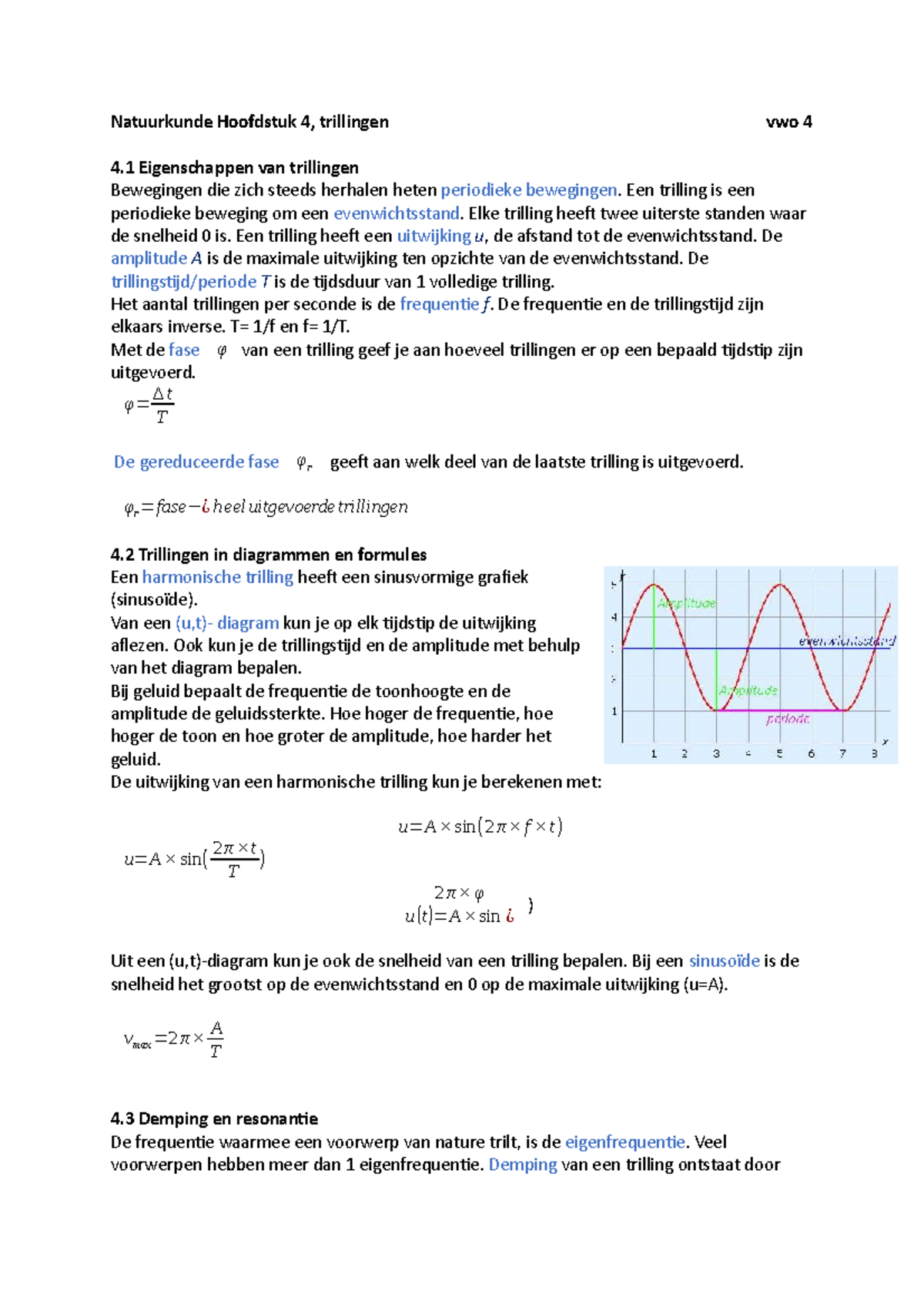 Natuurkunde Hoofdstuk 4 Trillingen Samenvatting - Natuurkunde Hoofdstuk ...