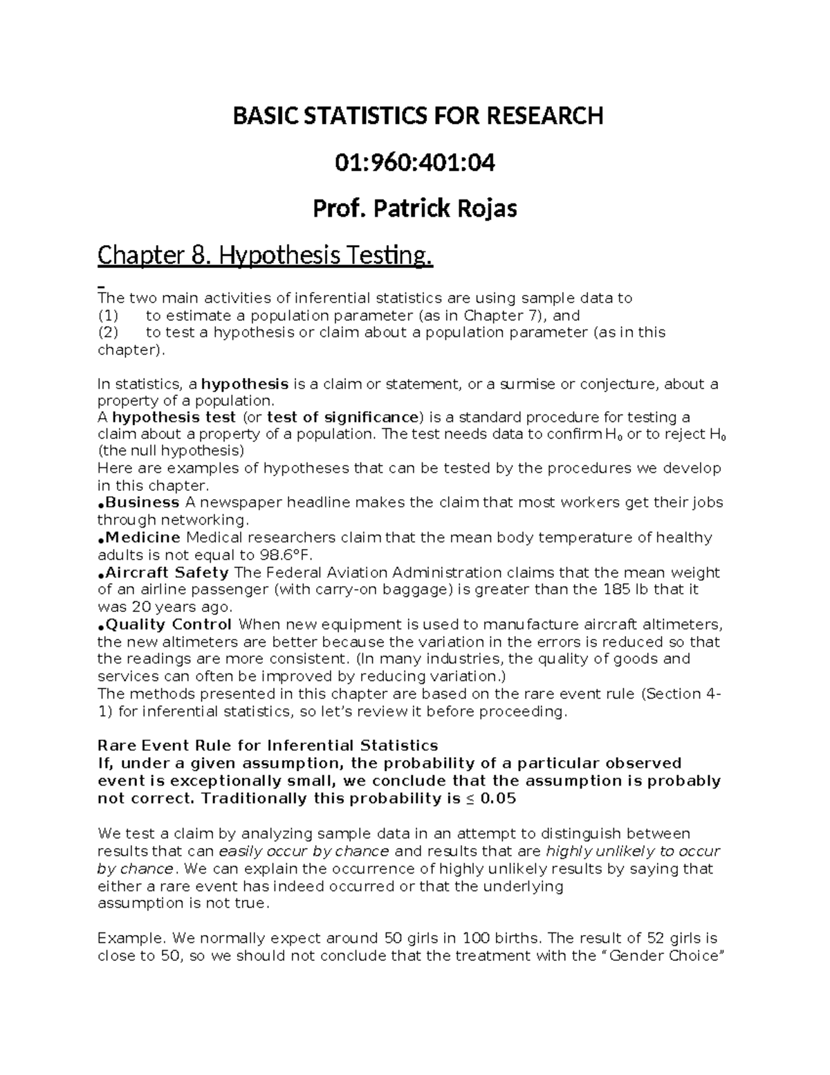 Statistics+401+Section+04+class+notes+Chapter+8 - BASIC STATISTICS FOR ...