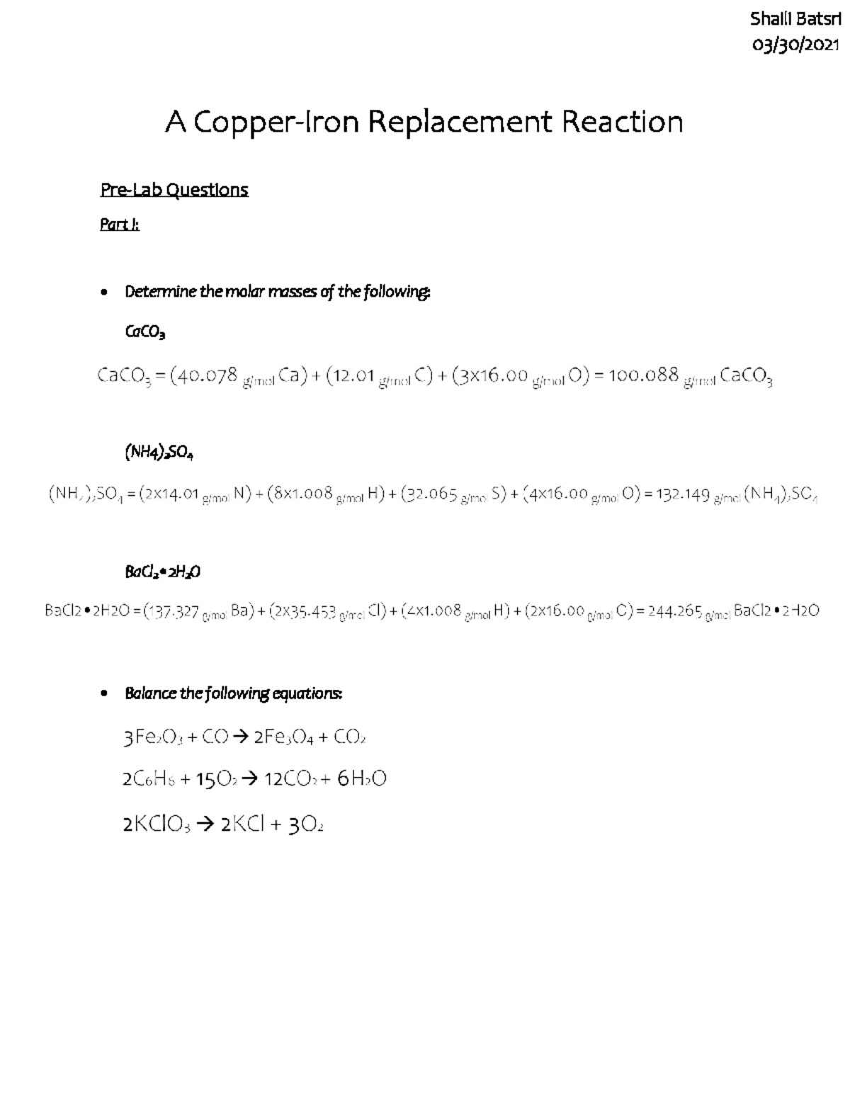 A CopperIron Replacement Reaction A CopperIron Replacement Reaction
