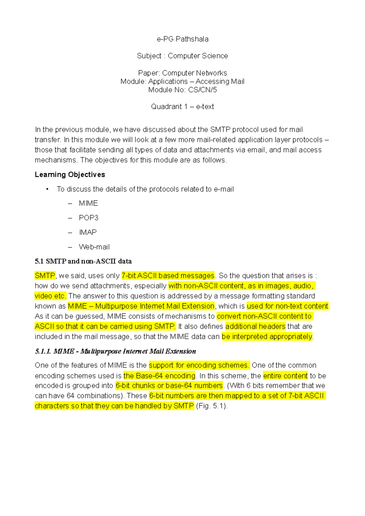 Computer Networks mod5POP3IMAP Q1 etext - e-PG Pathshala Subject ...