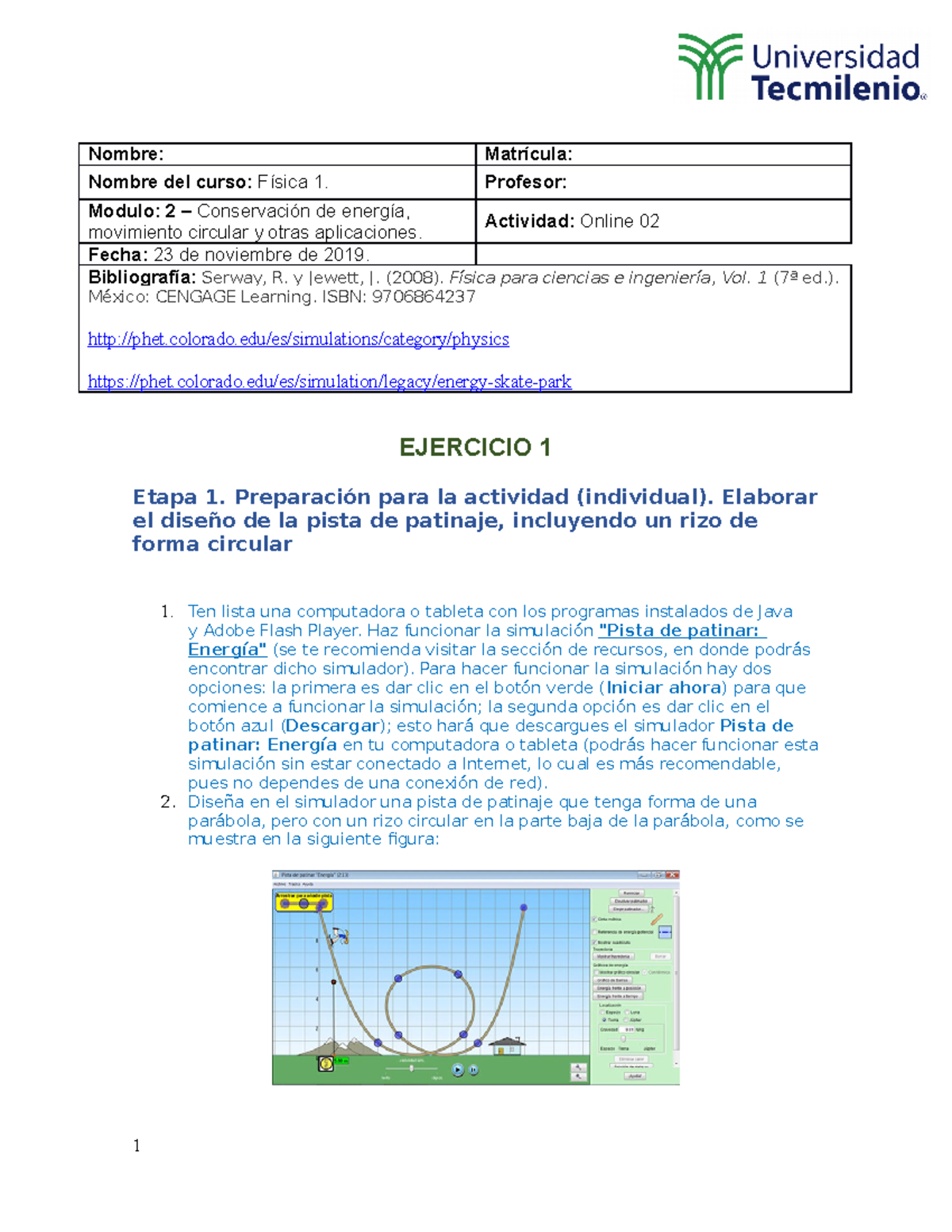 Actividad Online 02 - Física I: Cinemática Y Dinámica - Nombre ...