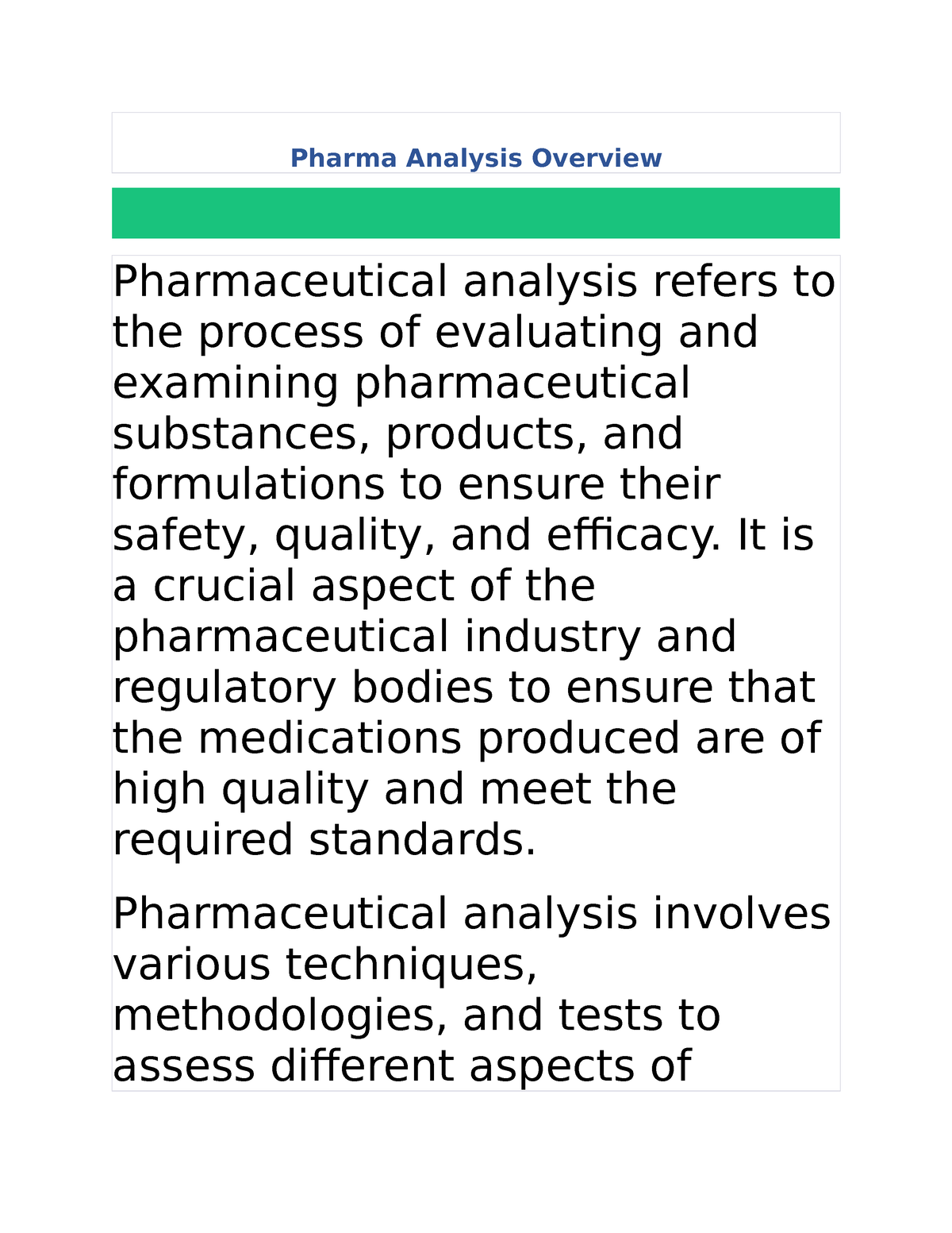 pharmaceutical analysis dissertation