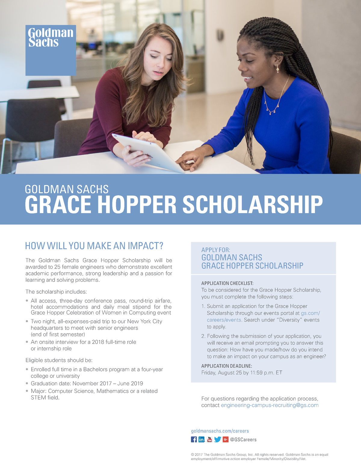 Gracehopperscholarship APPLICATION CHECKLIST To be considered for