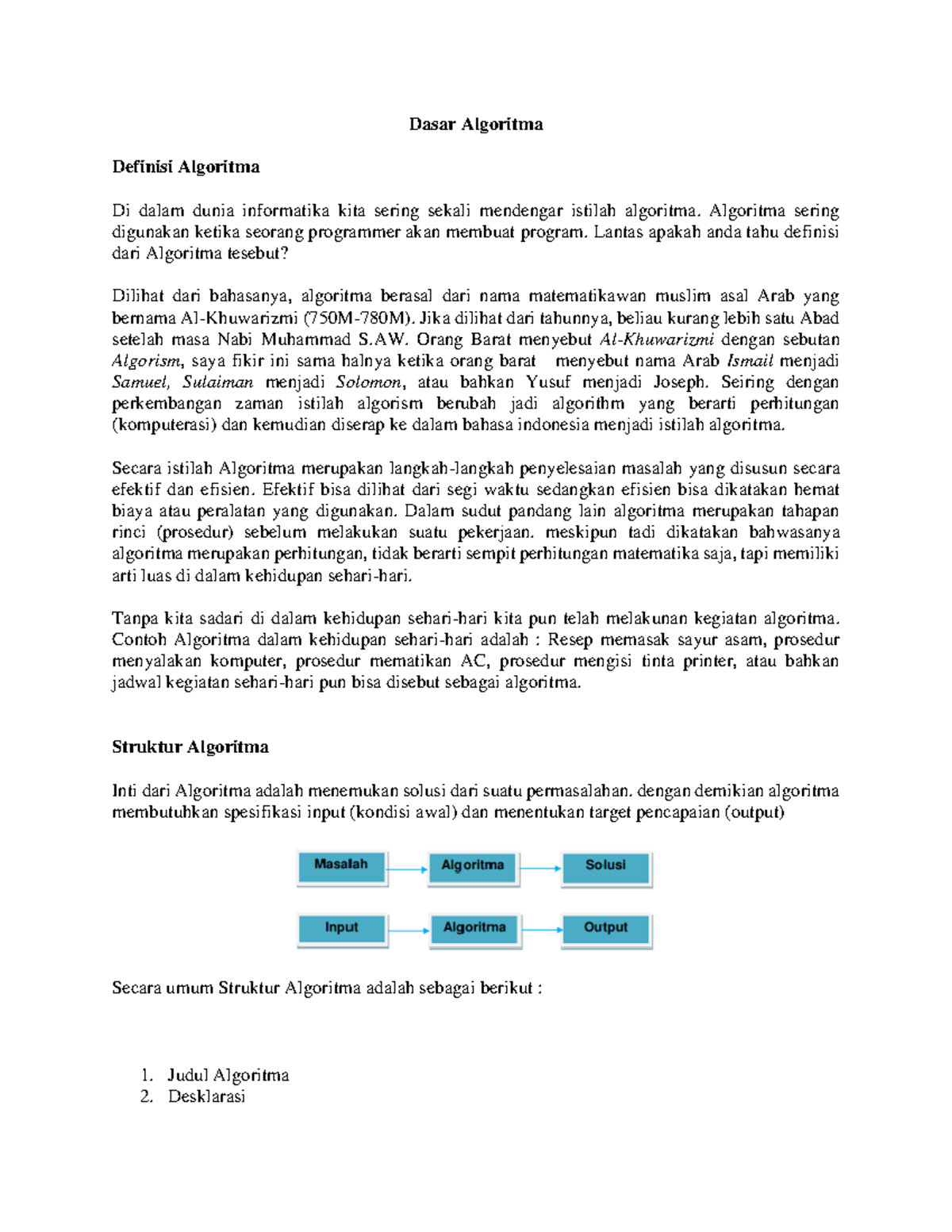 Dasar Algoritma - Dasar Algoritma Definisi Algoritma Di dalam dunia ...