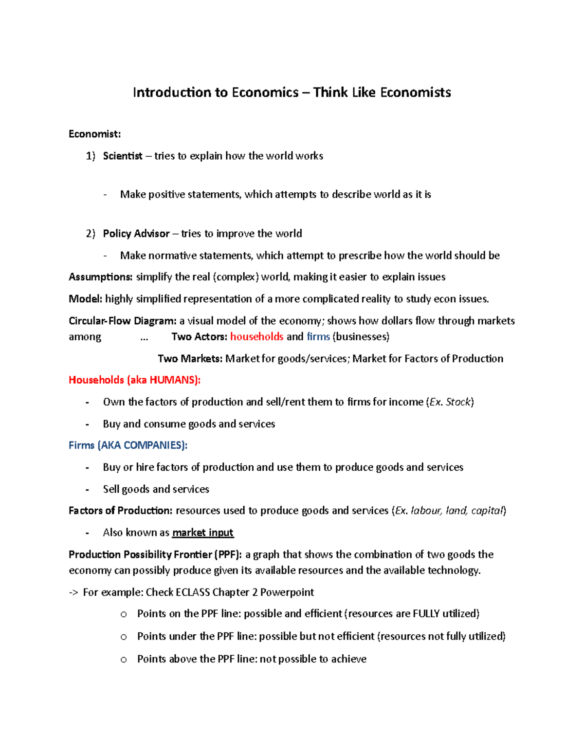 Econ Chapter 2 - Summary Introduction To Microeconomics - Introduction ...