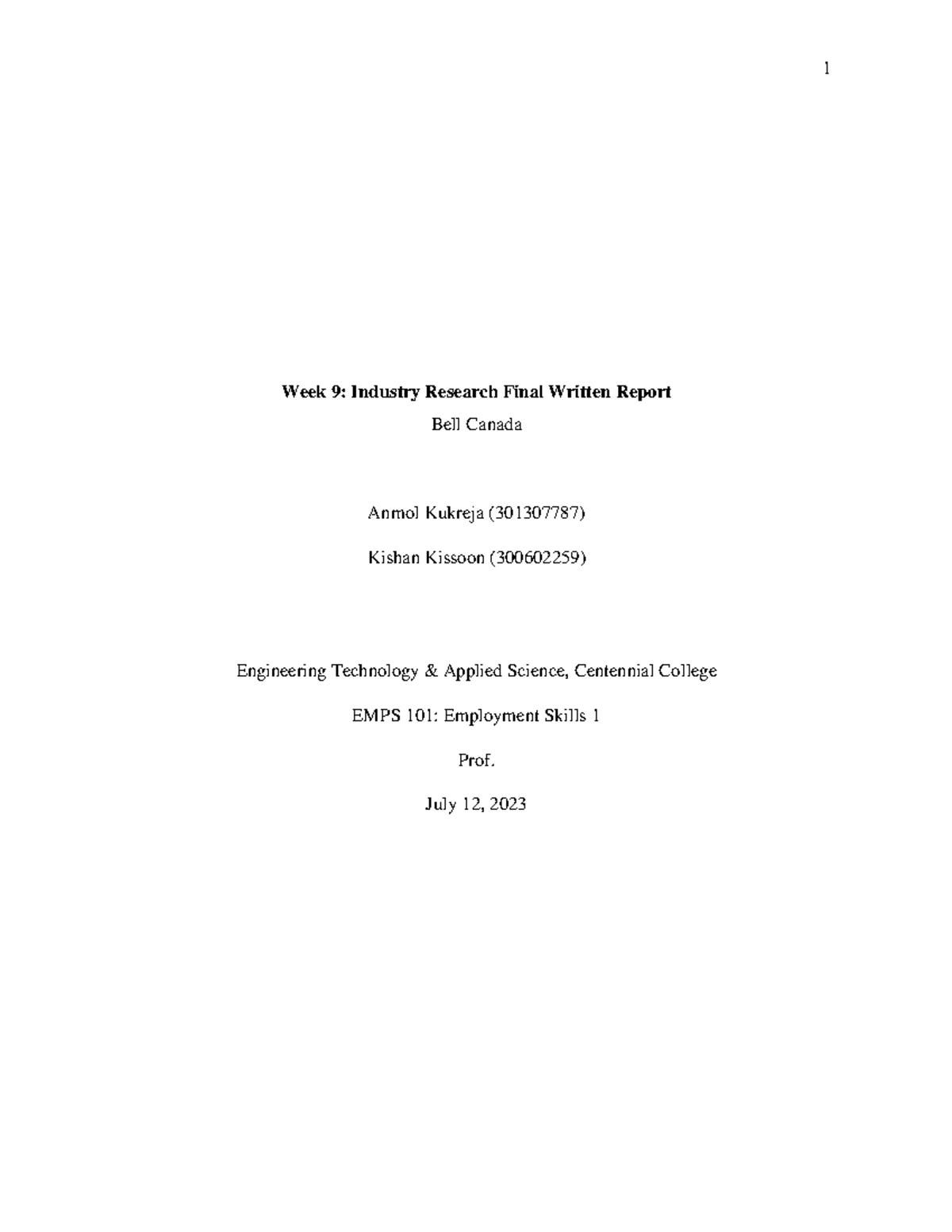 Industry Research Final Documentation 1 - Week 9: Industry Research ...
