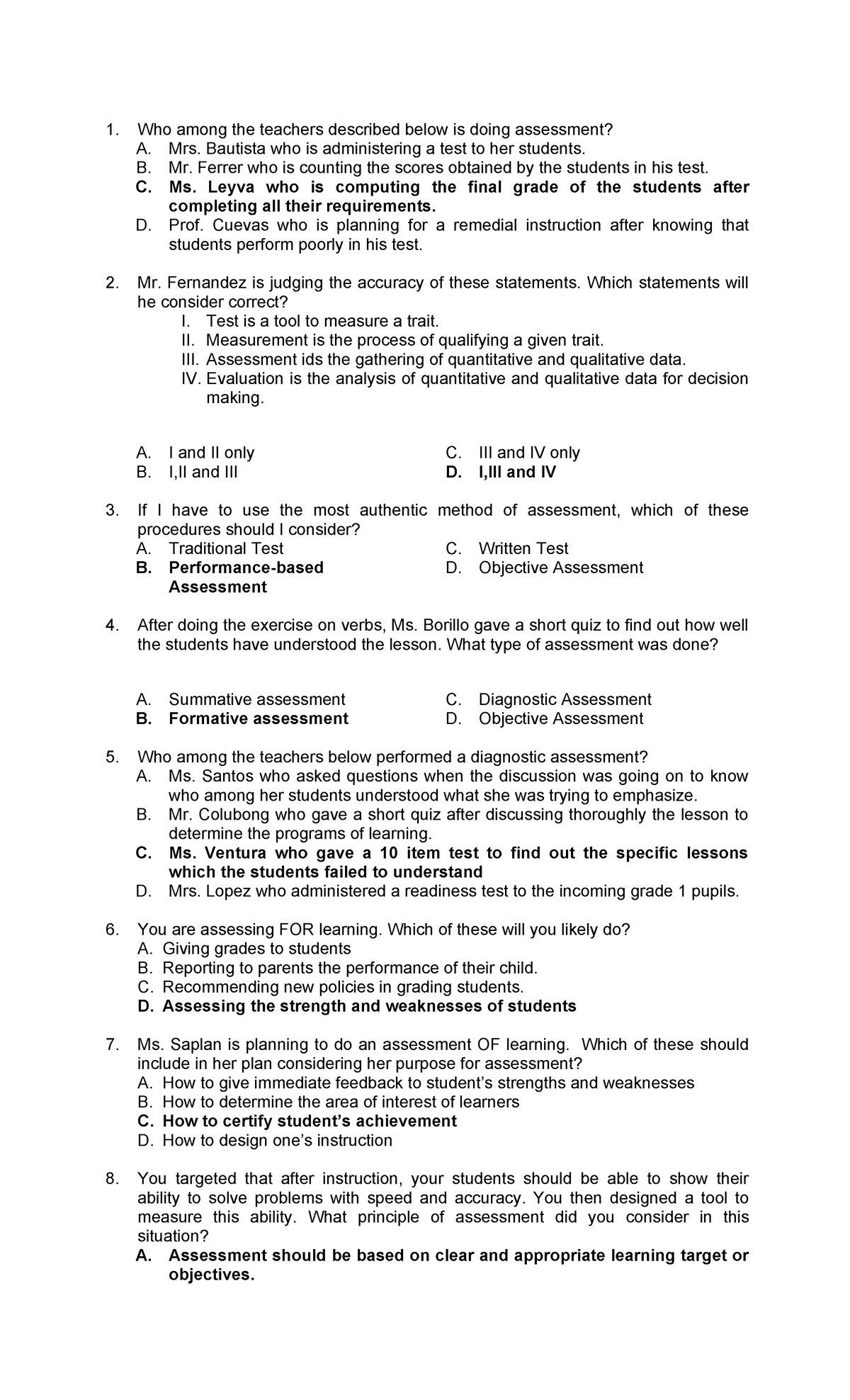 Assessment and Evaluation of Learning 1 - Who among the teachers ...