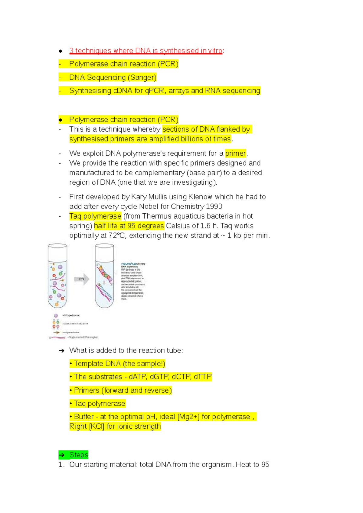 Week 3 - Lecture notes 3 - 3 techniques where DNA is synthesised in ...