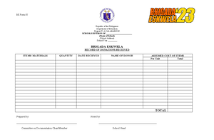 BE-Form-1 - brigada - BE Form 01 Republic of the Philippines Department ...