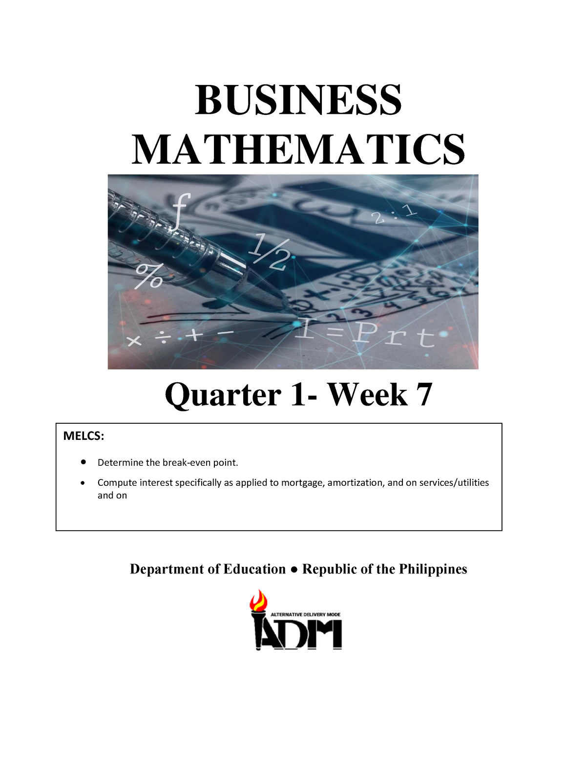 Business Mathematics Week 8 - BUSINESS MATHEMATICS Quarter 1- Week 7 ...