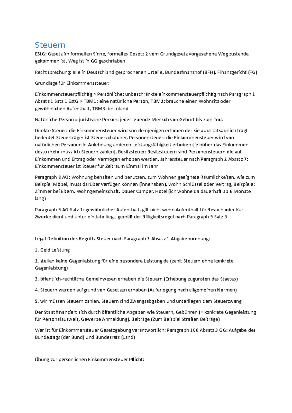 Gesetze Im Formellen Sinn Grundzüge Recht und Steuerlehre - Steuern EStG: Gesetz im formellen