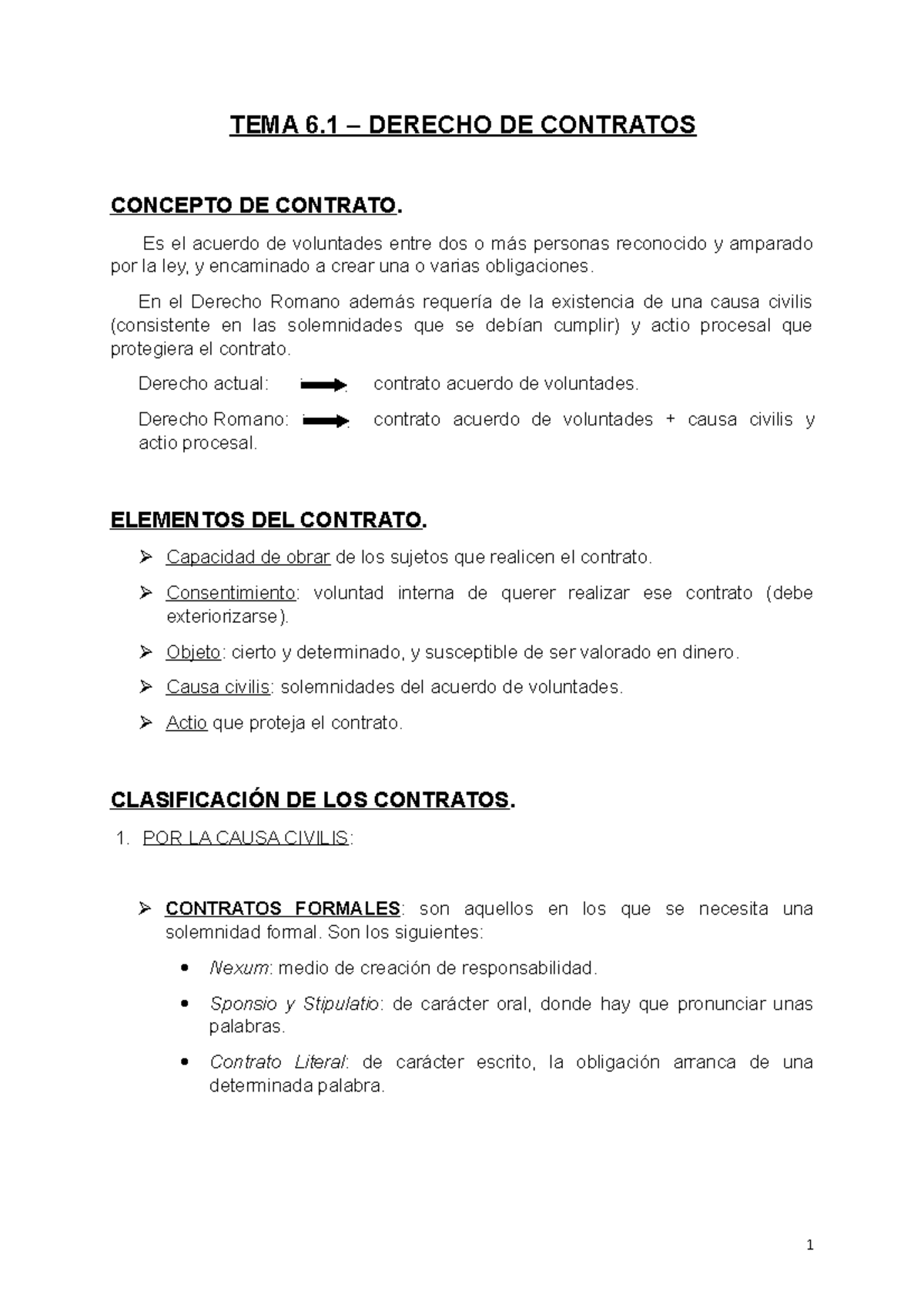 Resumen Romano 6.1 Derecho DE Contratos - TEMA 6 – DERECHO DE CONTRATOS ...