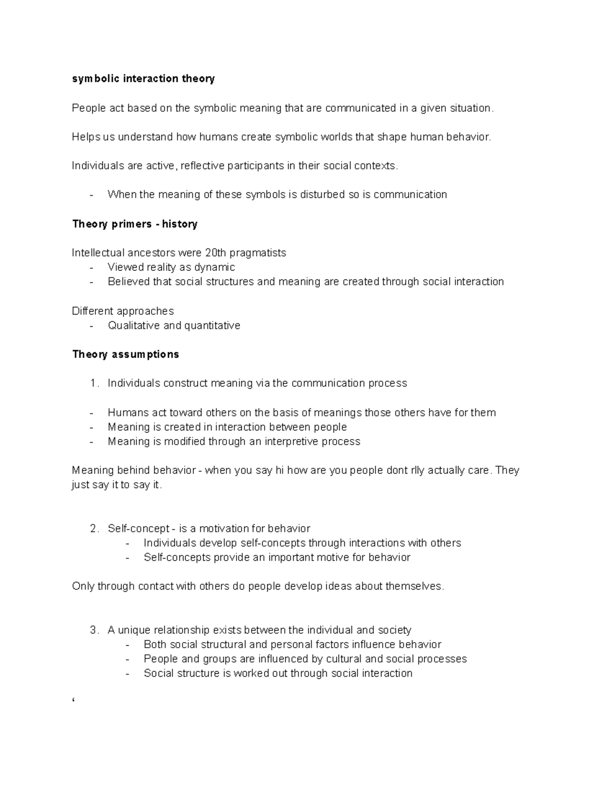 Symbolic interaction theory - symbolic interaction theory People act ...