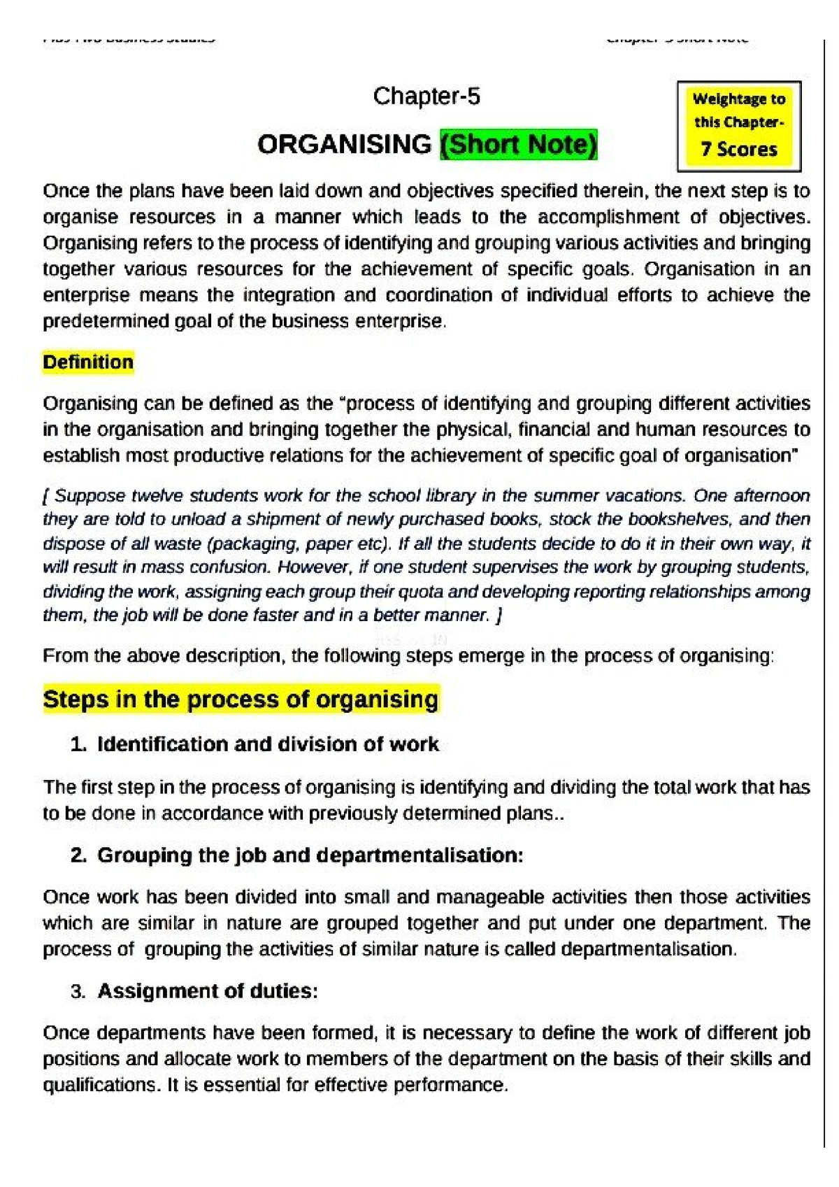 Business Studies Chapter 5 First Year - Business Management - Studocu