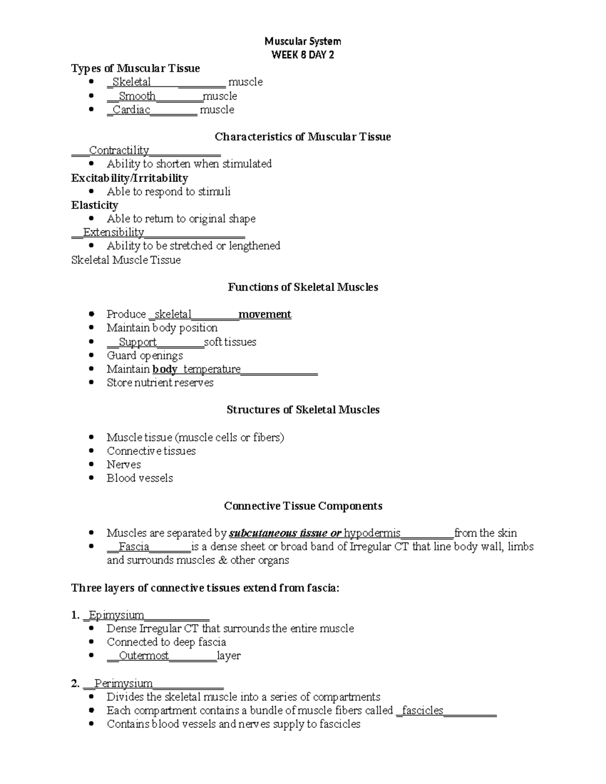 Student's Notes W8 D2 Muscular System Part 1 (Auto Recovered ...