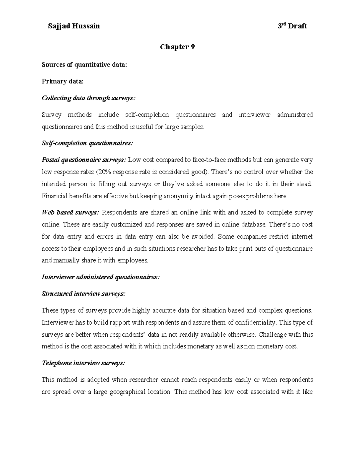 Chapter 9 - D3 - Summary The SAGE Handbook for Research in Education ...