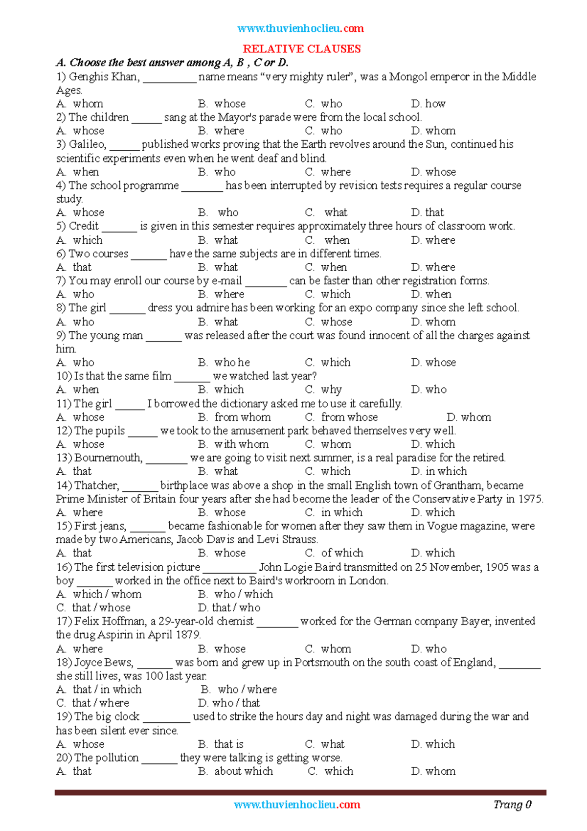 FILE 20211106 194715 thuvienhoclieu - RELATIVE CLAUSES A. Choose the ...