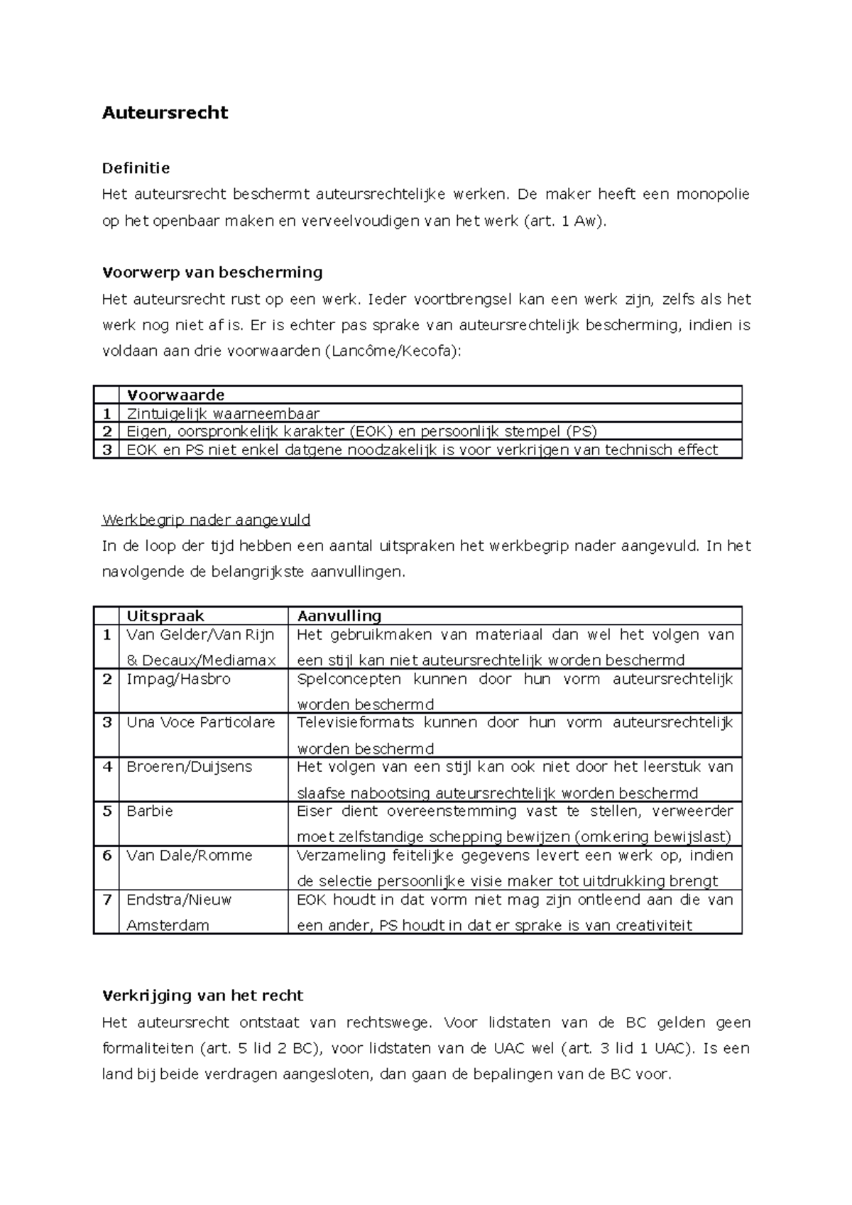 Auteursrecht Samenvatting - Auteursrecht Definitie Het Auteursrecht ...