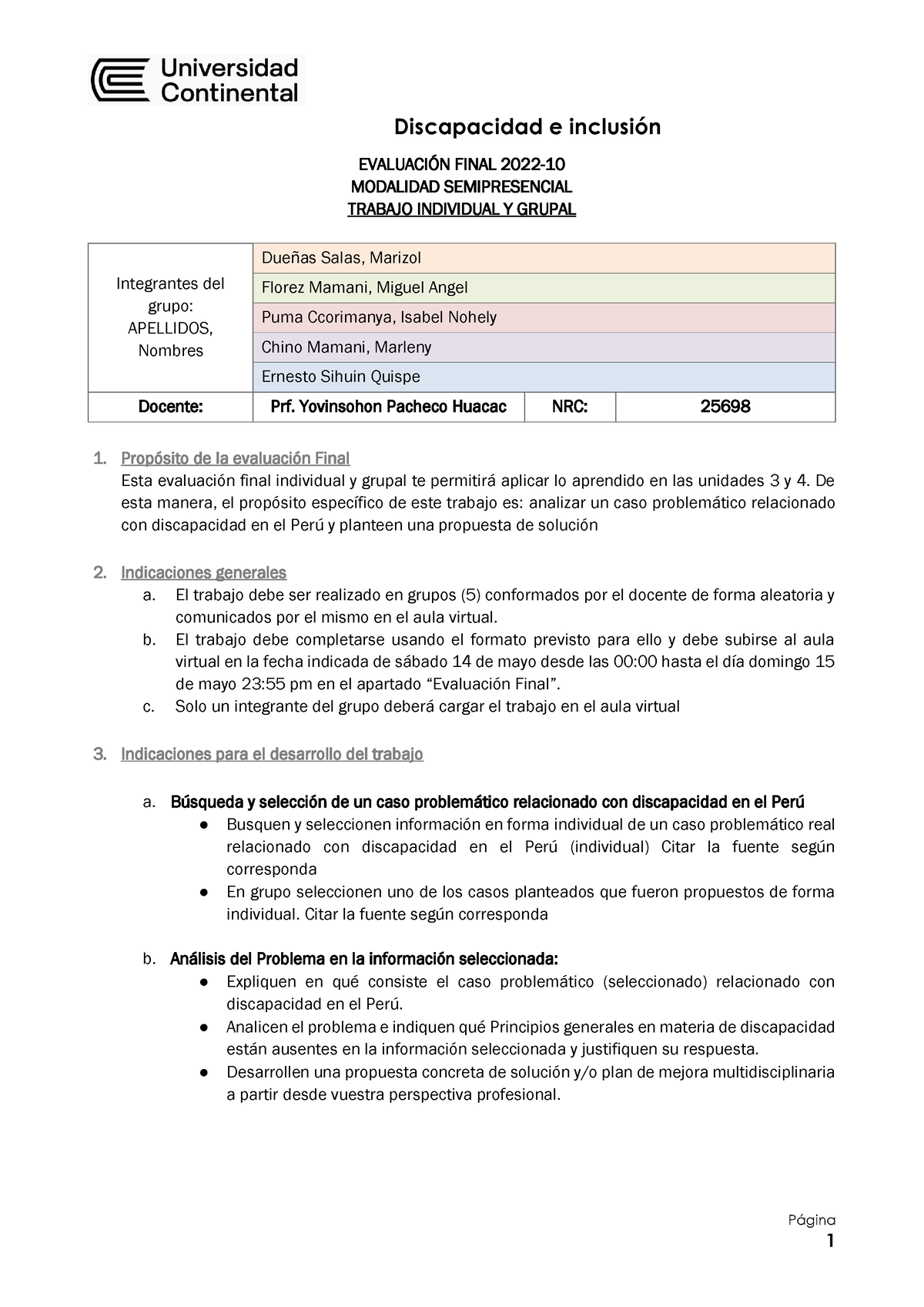 Examen Final DE Discapacidad E Inclusión - Página EVALUACIÓN FINAL 2022 ...