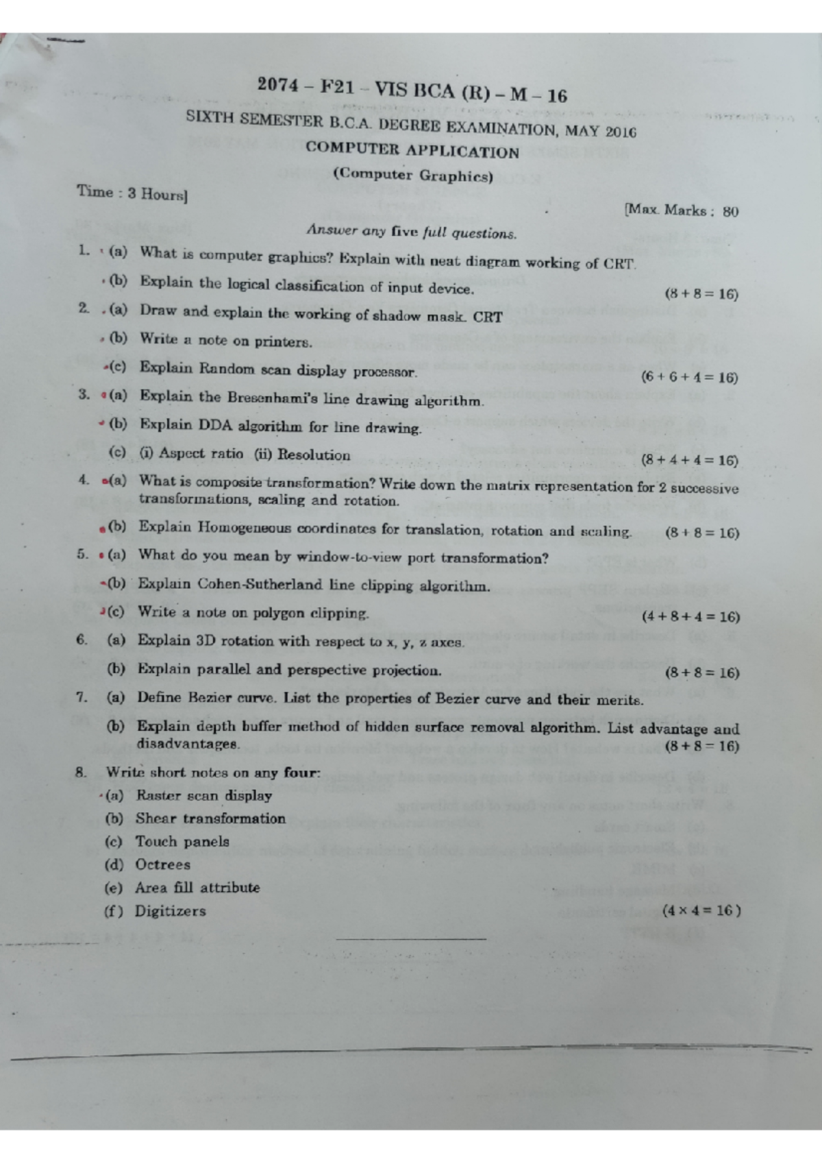 Cg2016 question paper computer application studocu
