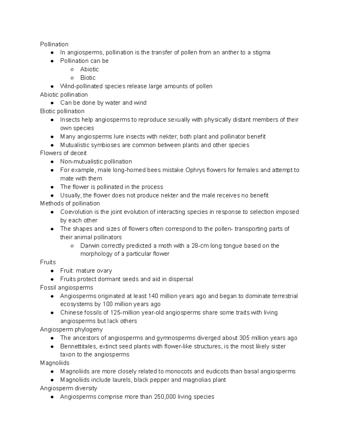 Bio 204 lecture 18 - Google Docs - Pollination In angiosperms ...