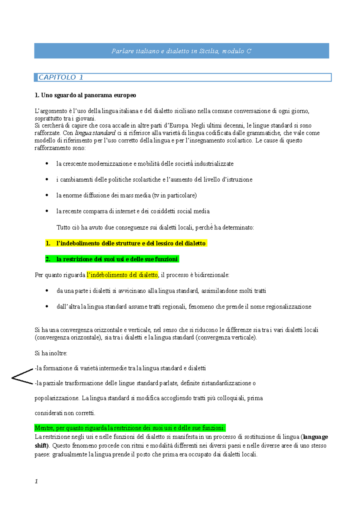 Modulo C da stampare - Parlare italiano e dialetto in Sicilia, modulo C ...