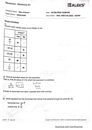 Friday (9:23) - Extra Algebra Practice - I Worksheet Worksheet ALEKS ...