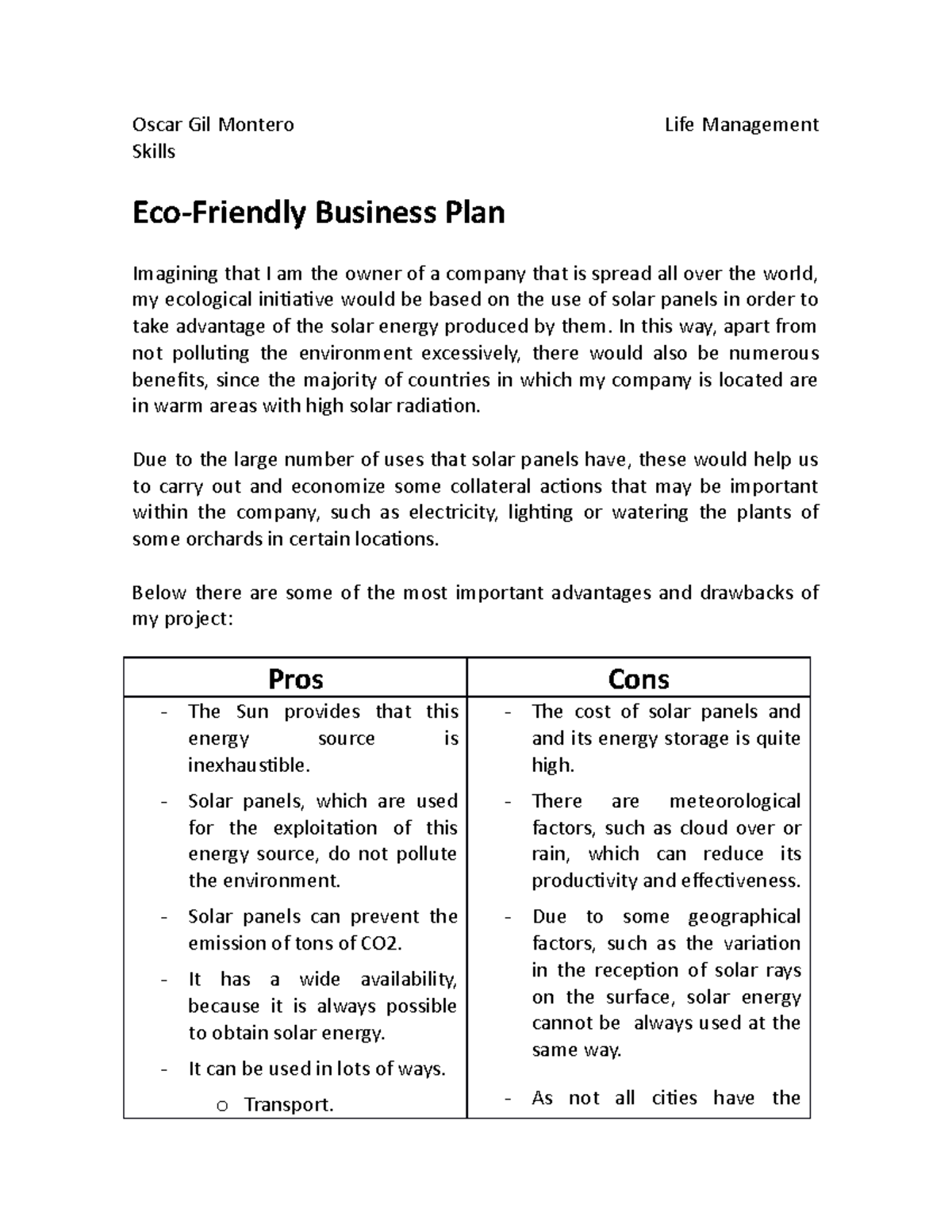 eco friendly business plan pdf