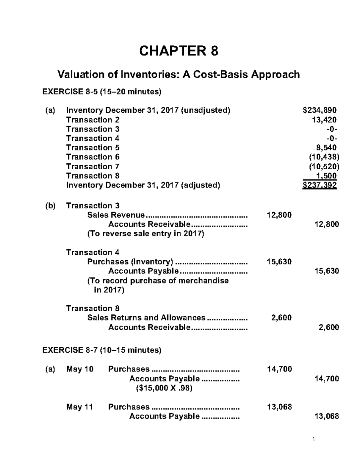 Ch08 Valuation Of Inventory - Chapter 8 Valuation Of Inventories: A 