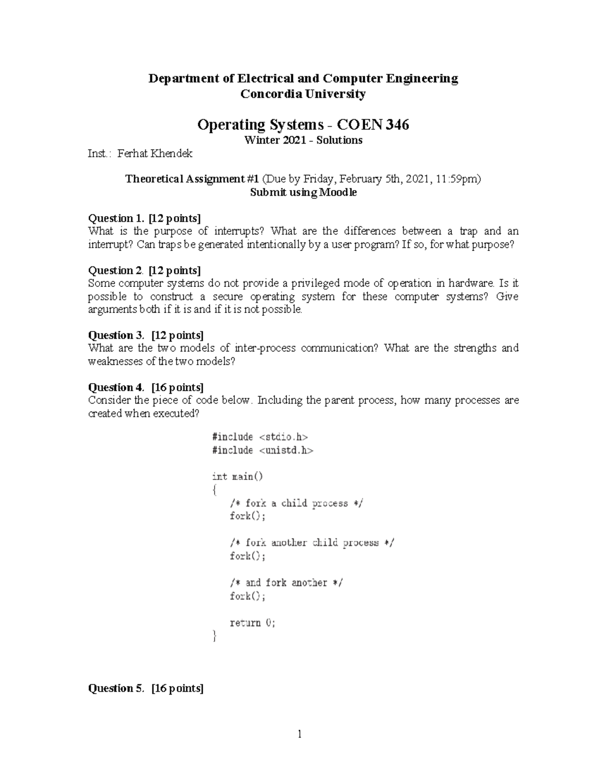 Asg1W2021 assignment 1 Department of Electrical and Computer