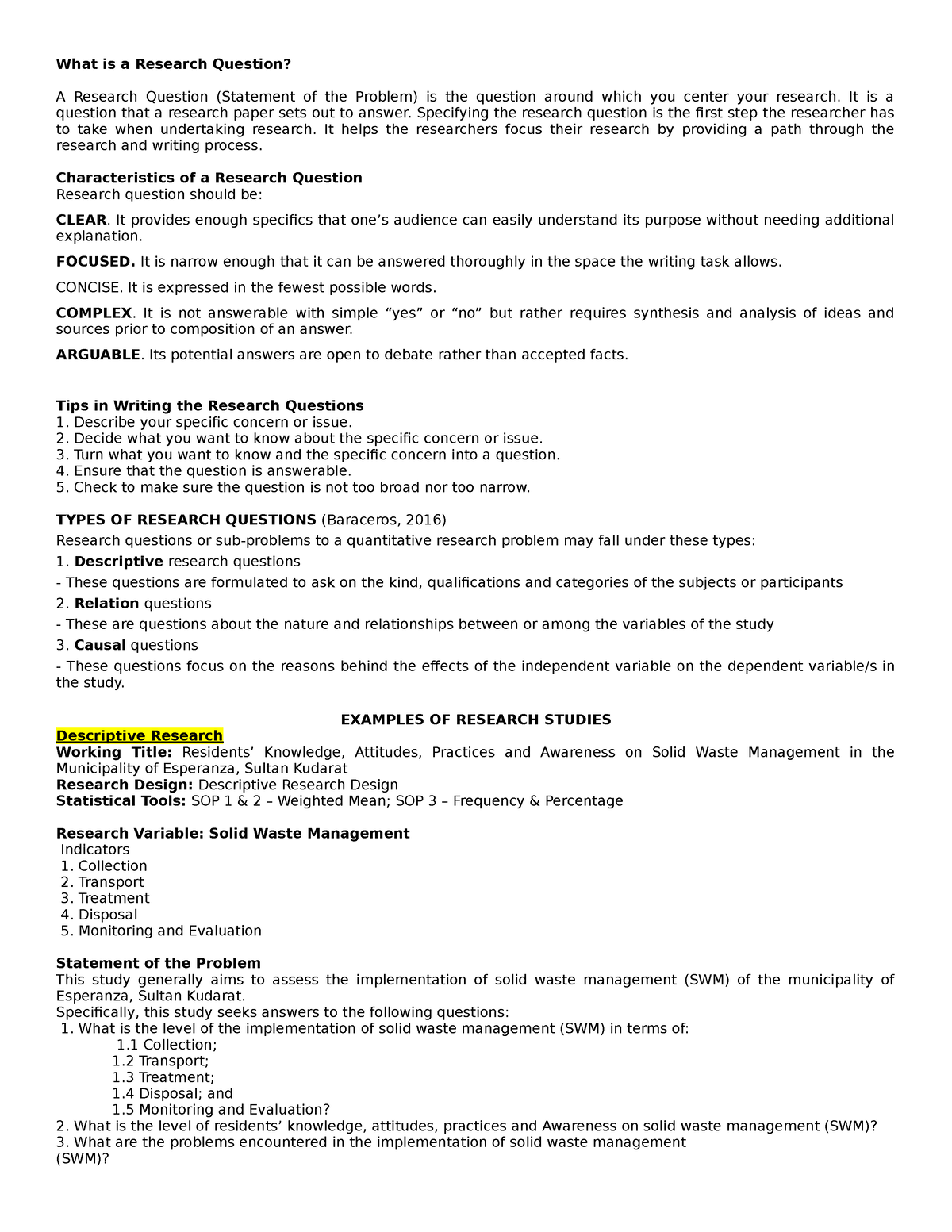 examples of quantitative research sop